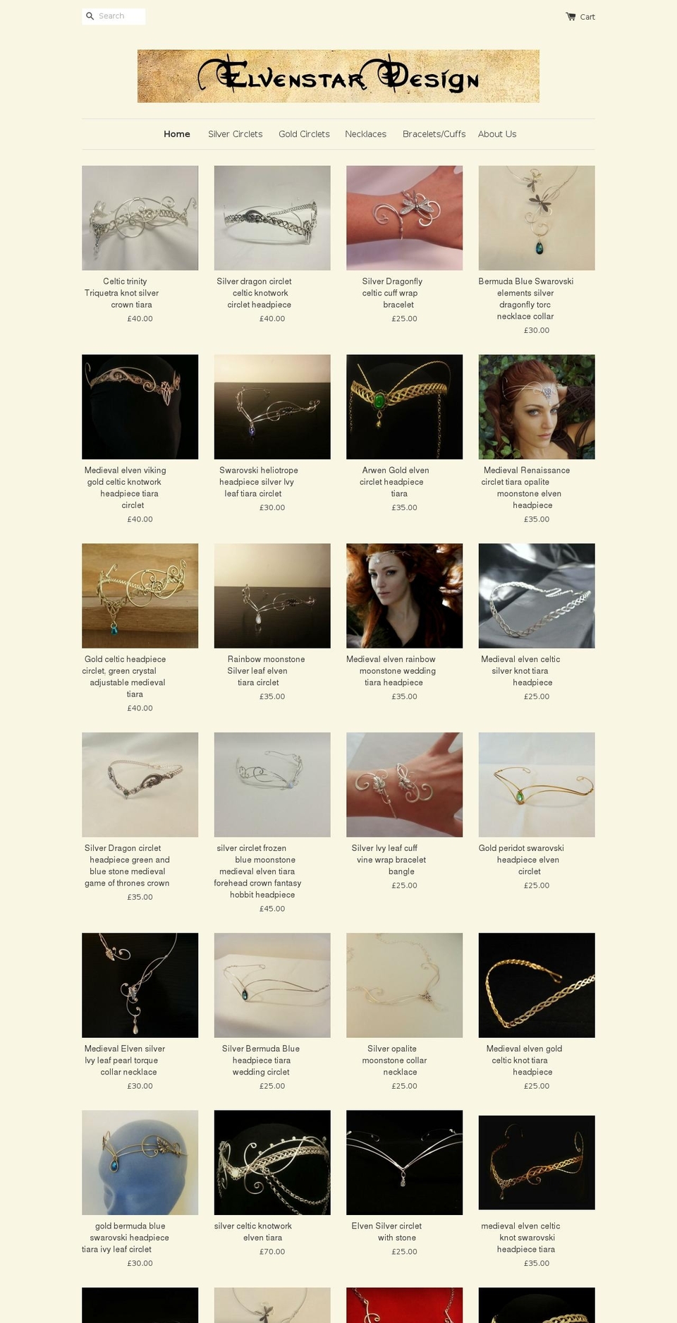 elvenstardesign.com — Shopify storefront screenshot