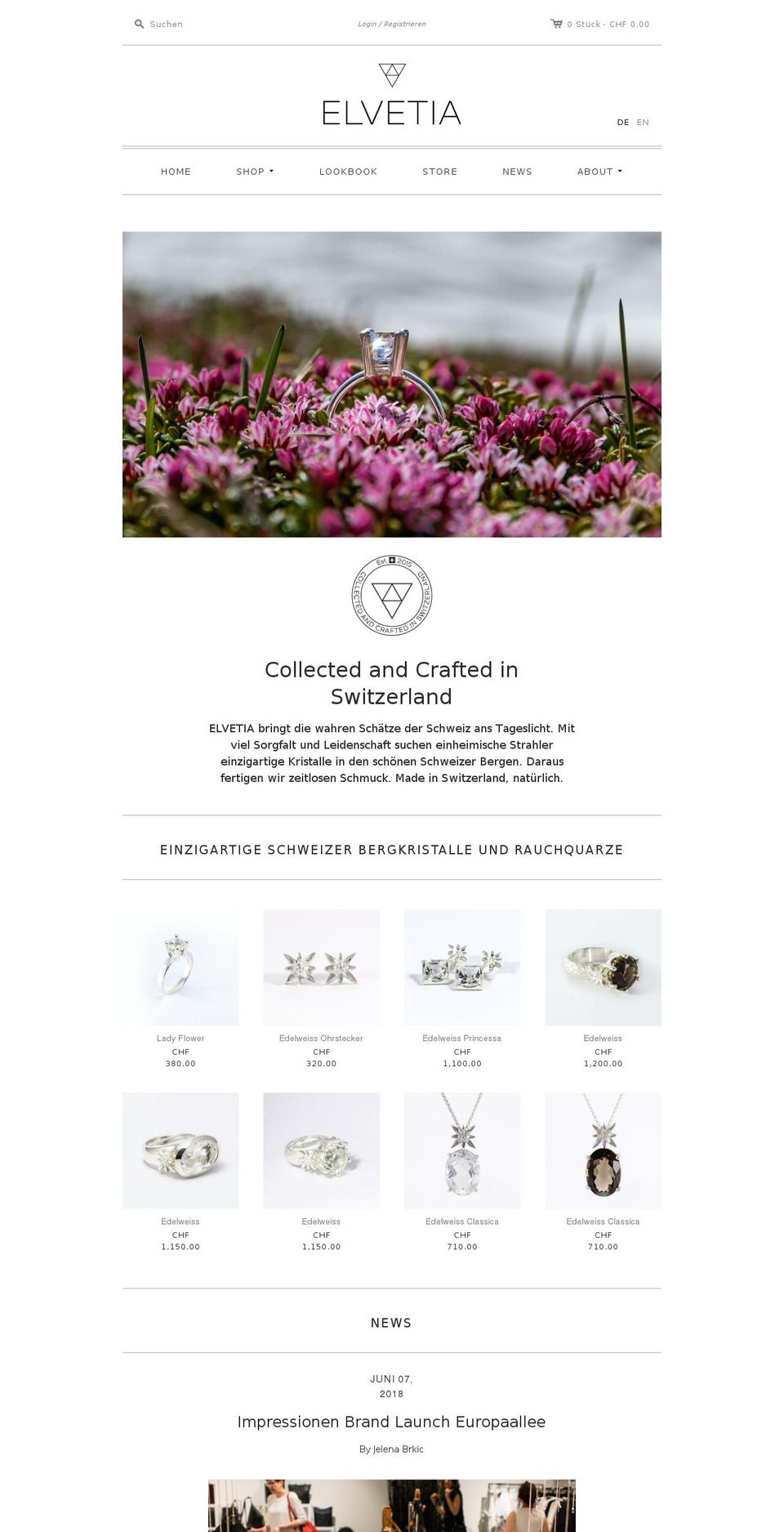 elvetia.luxury shopify website screenshot