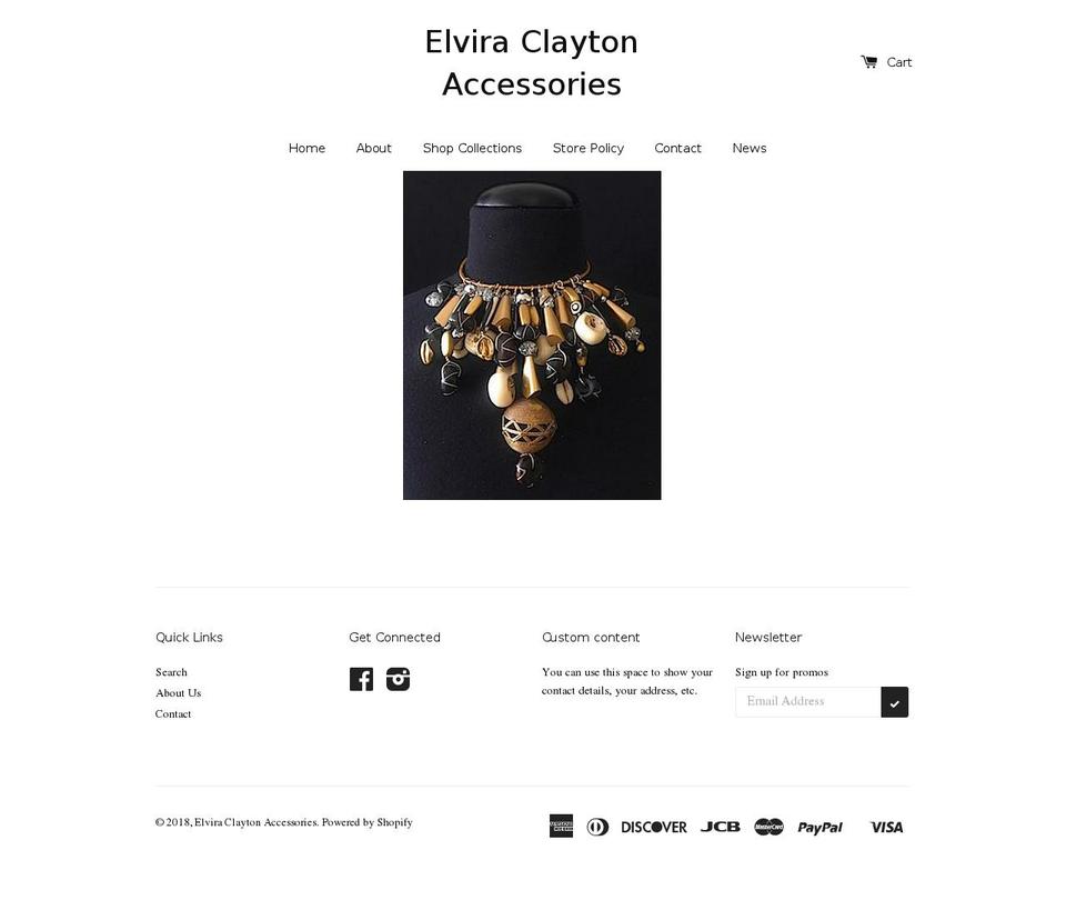 elviraclaytonaccessories.com shopify website screenshot