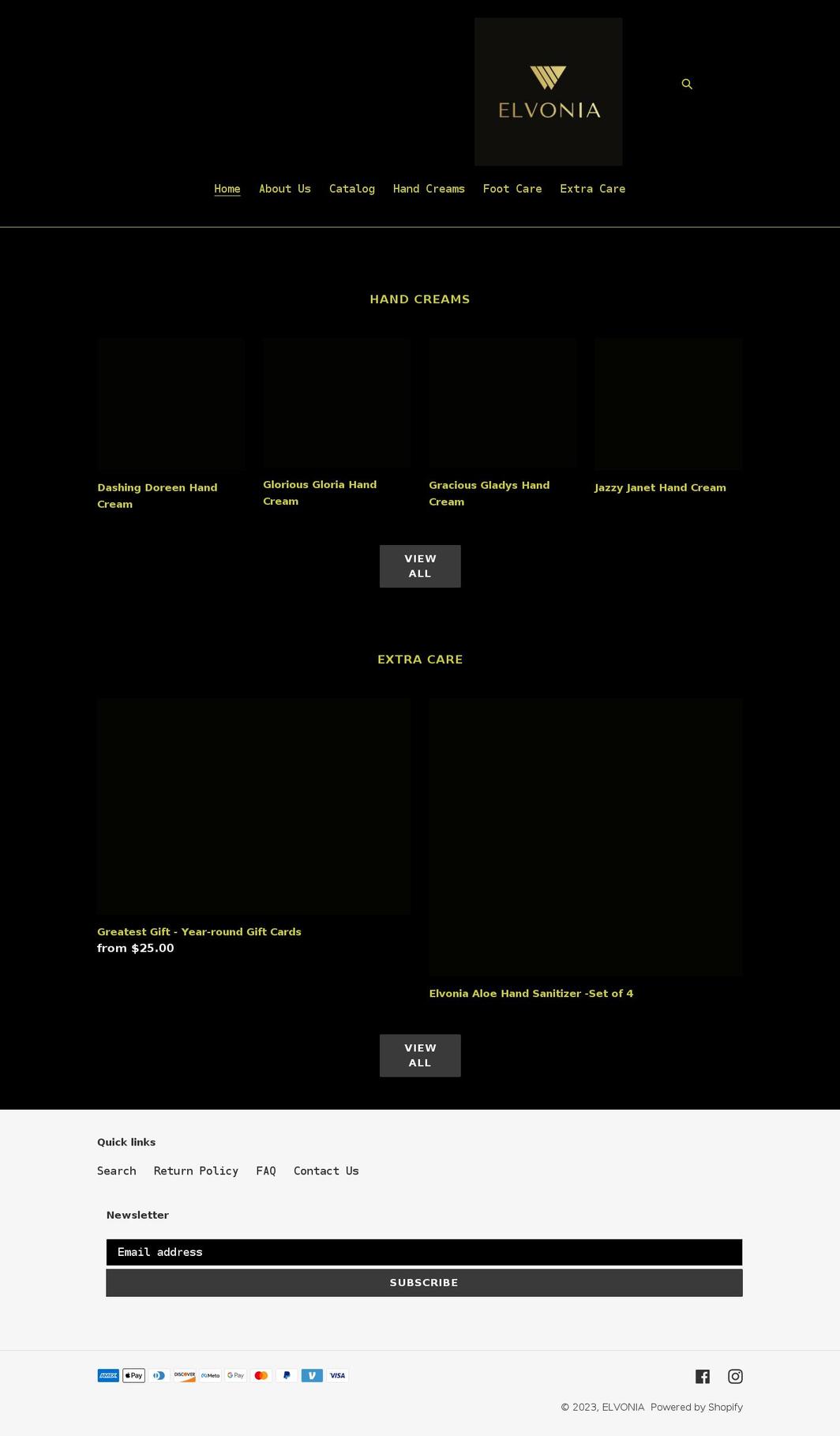 elvonia.com shopify website screenshot