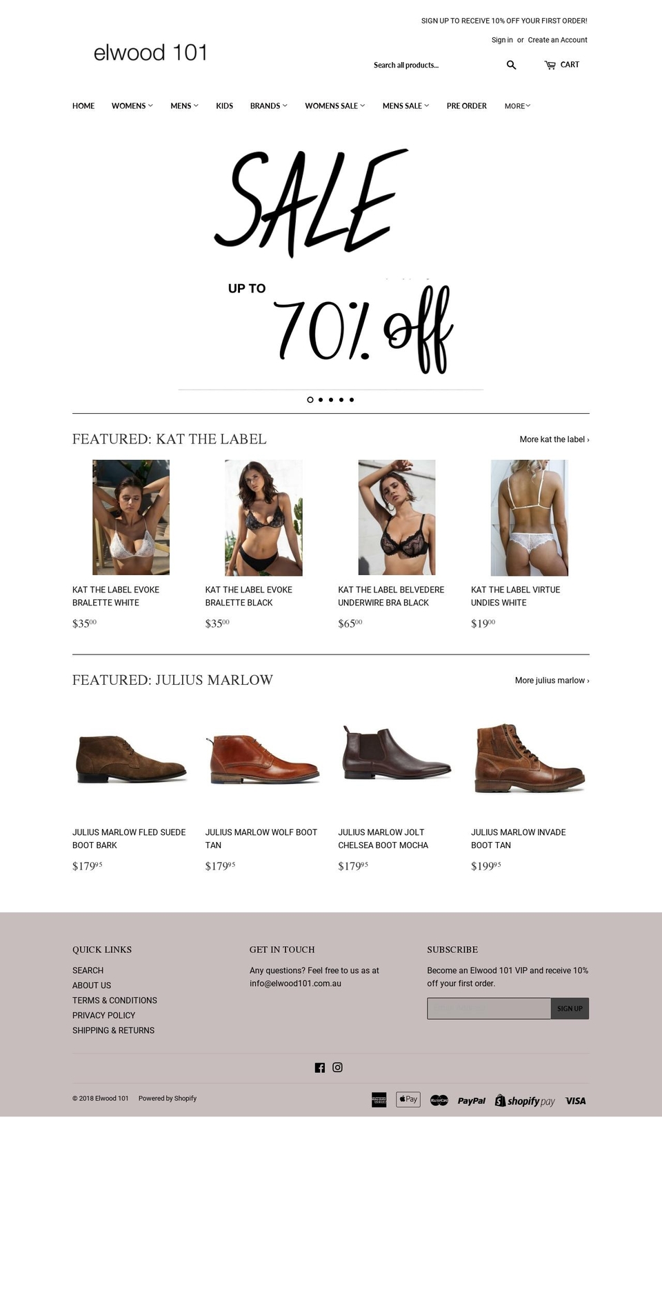 elwood101.com — Shopify storefront screenshot