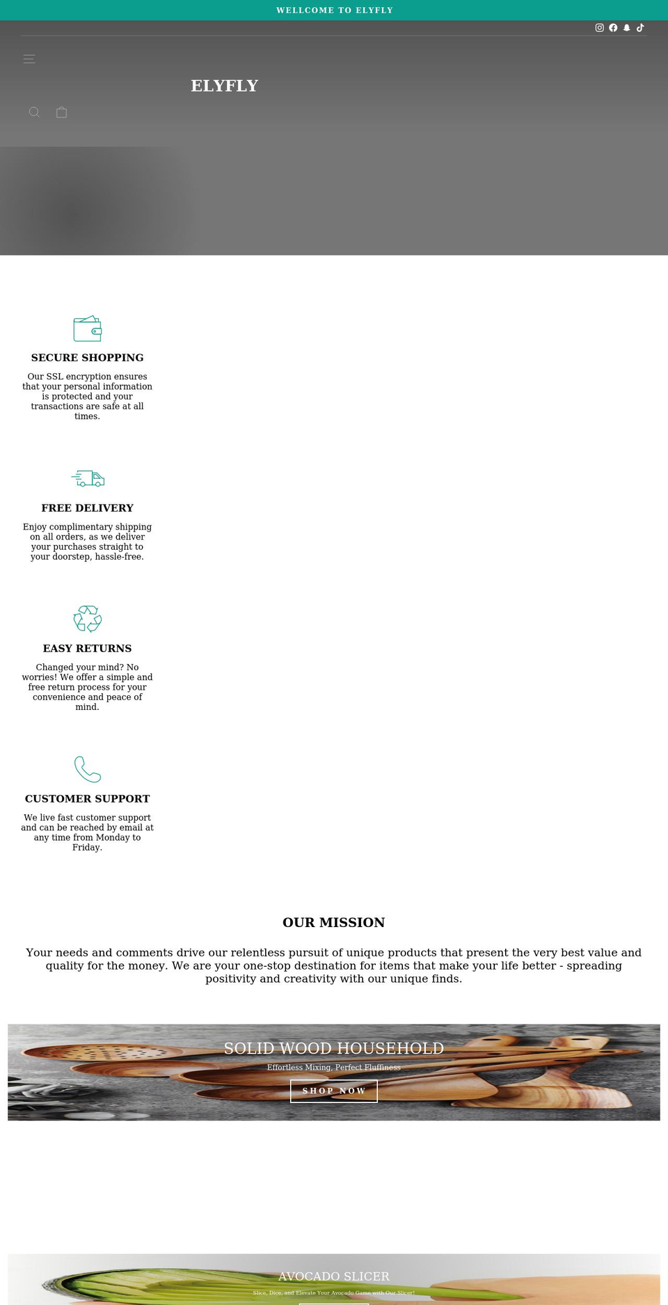 elyfly.com shopify website screenshot