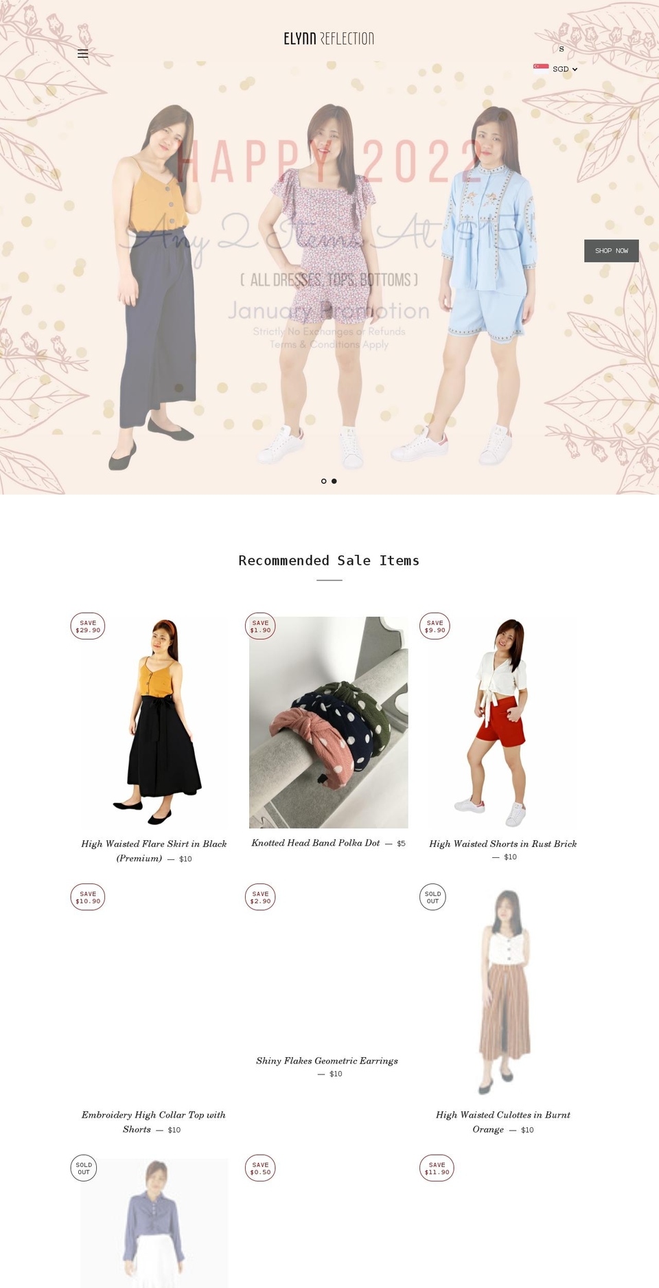 elynnreflection.com shopify website screenshot