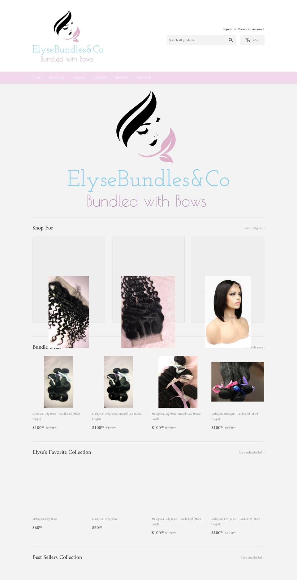 elysebundlesco.com shopify website screenshot