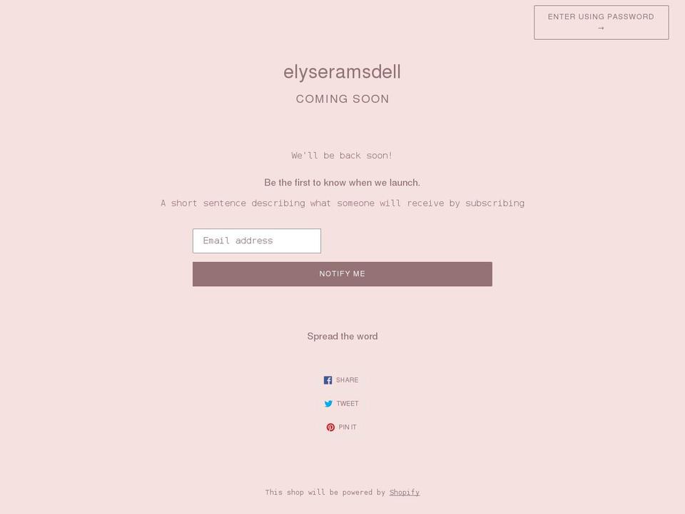elyseramsdelldesigns.com shopify website screenshot