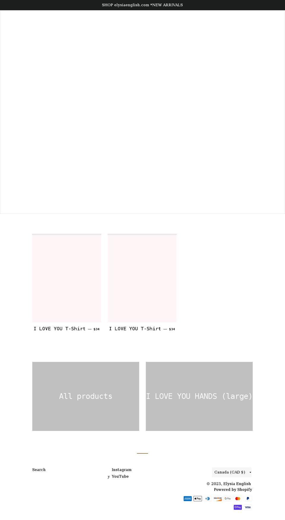 elysiaenglish.com shopify website screenshot