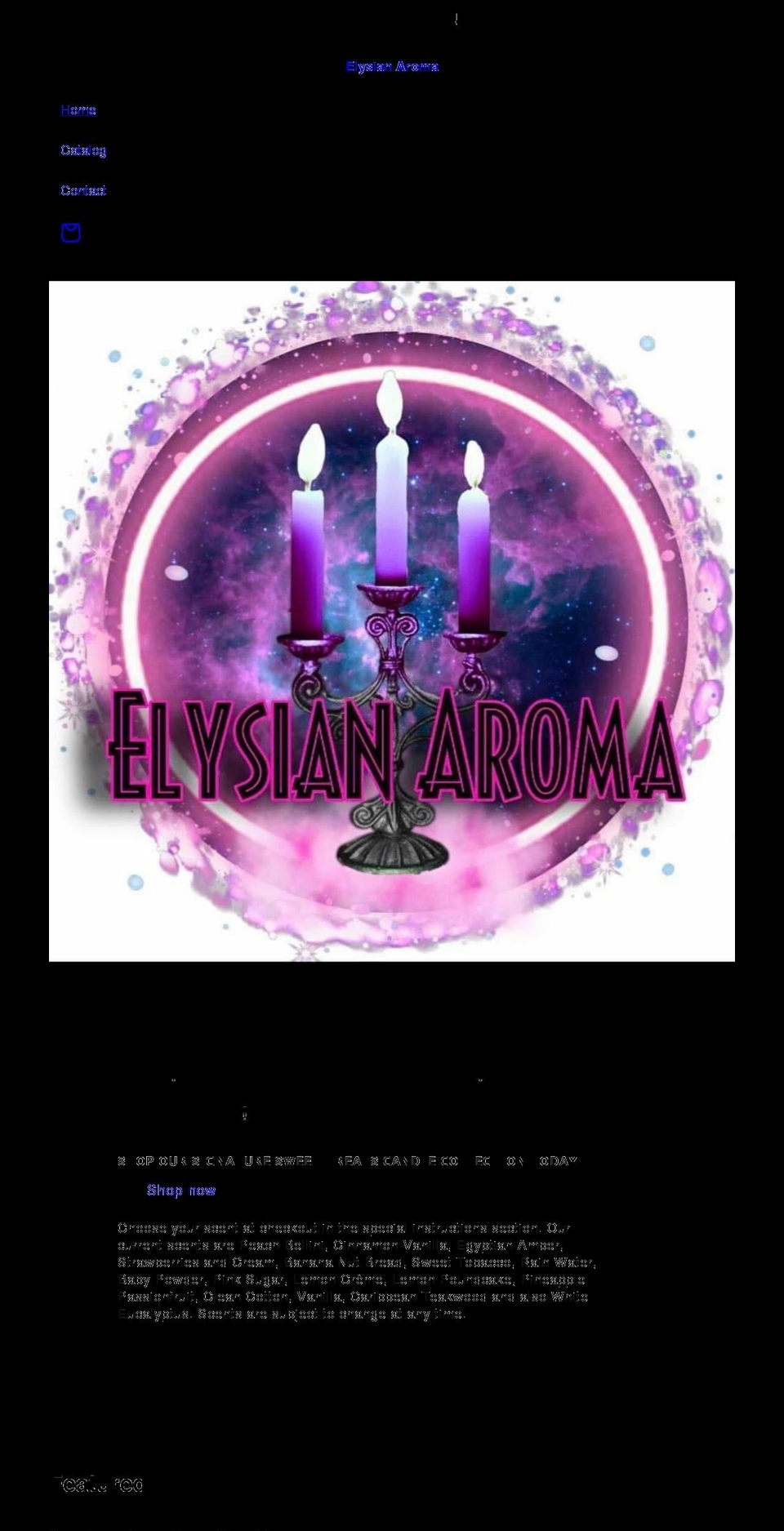 elysianaroma.com shopify website screenshot