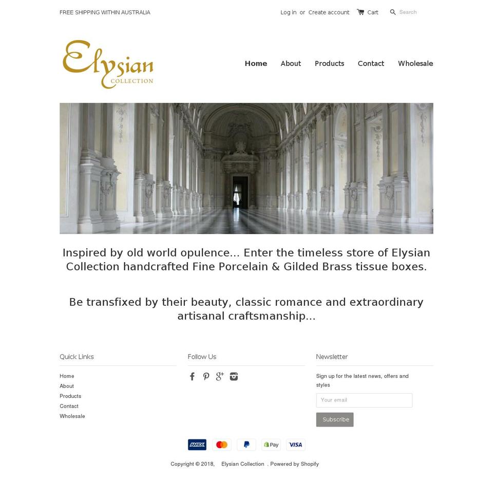 elysiancollection.com.au shopify website screenshot
