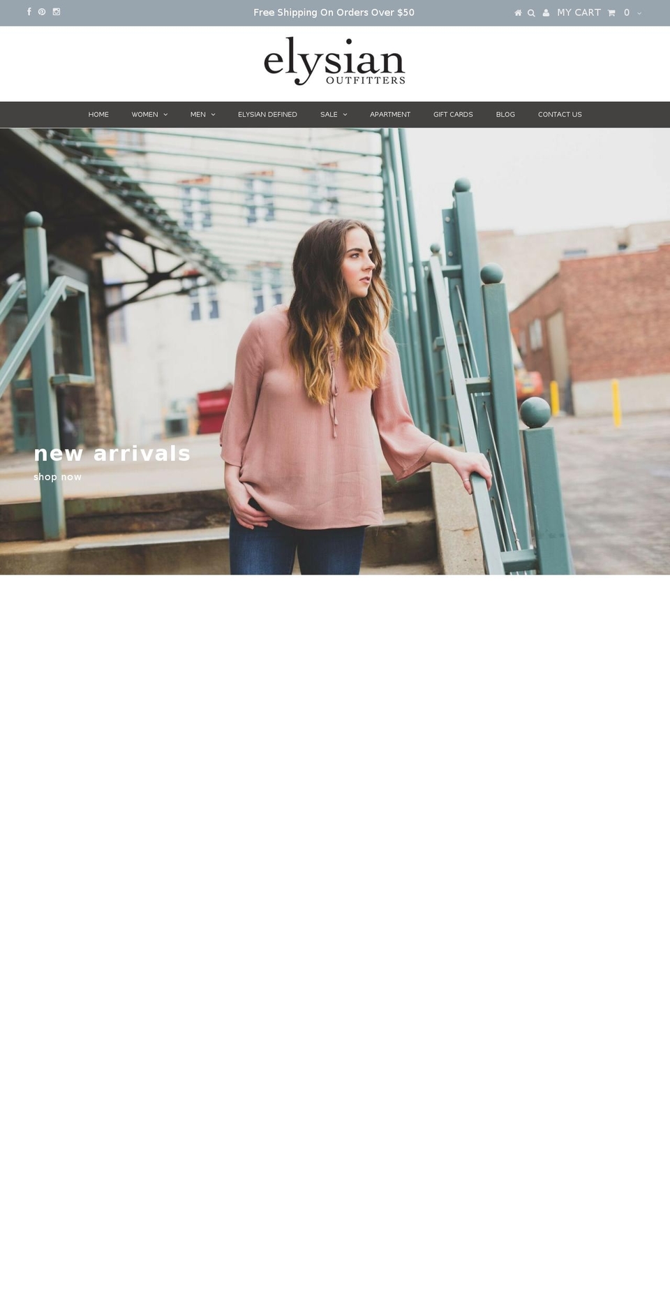 elysianoutfitters.com shopify website screenshot