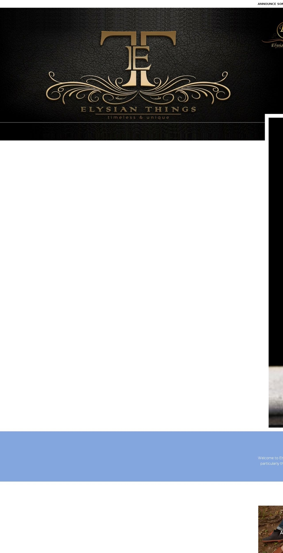 elysianthings.com — Shopify storefront screenshot