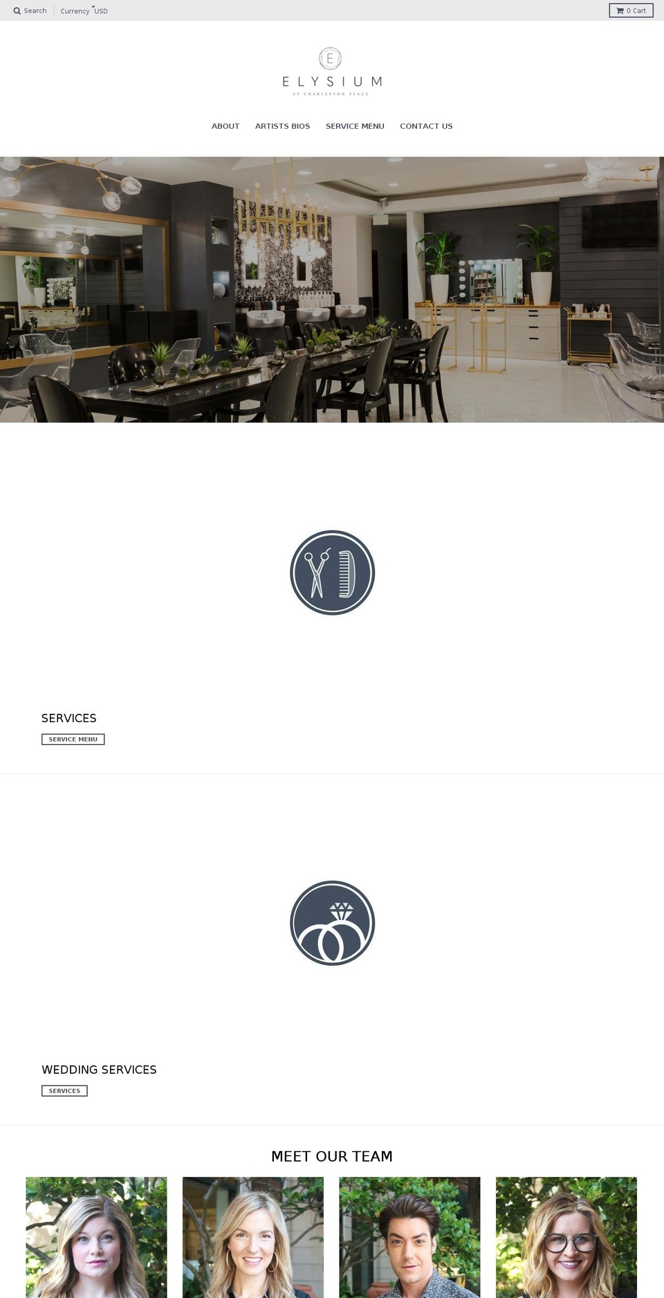 elysiumatcharlestonplace.com — Shopify storefront screenshot
