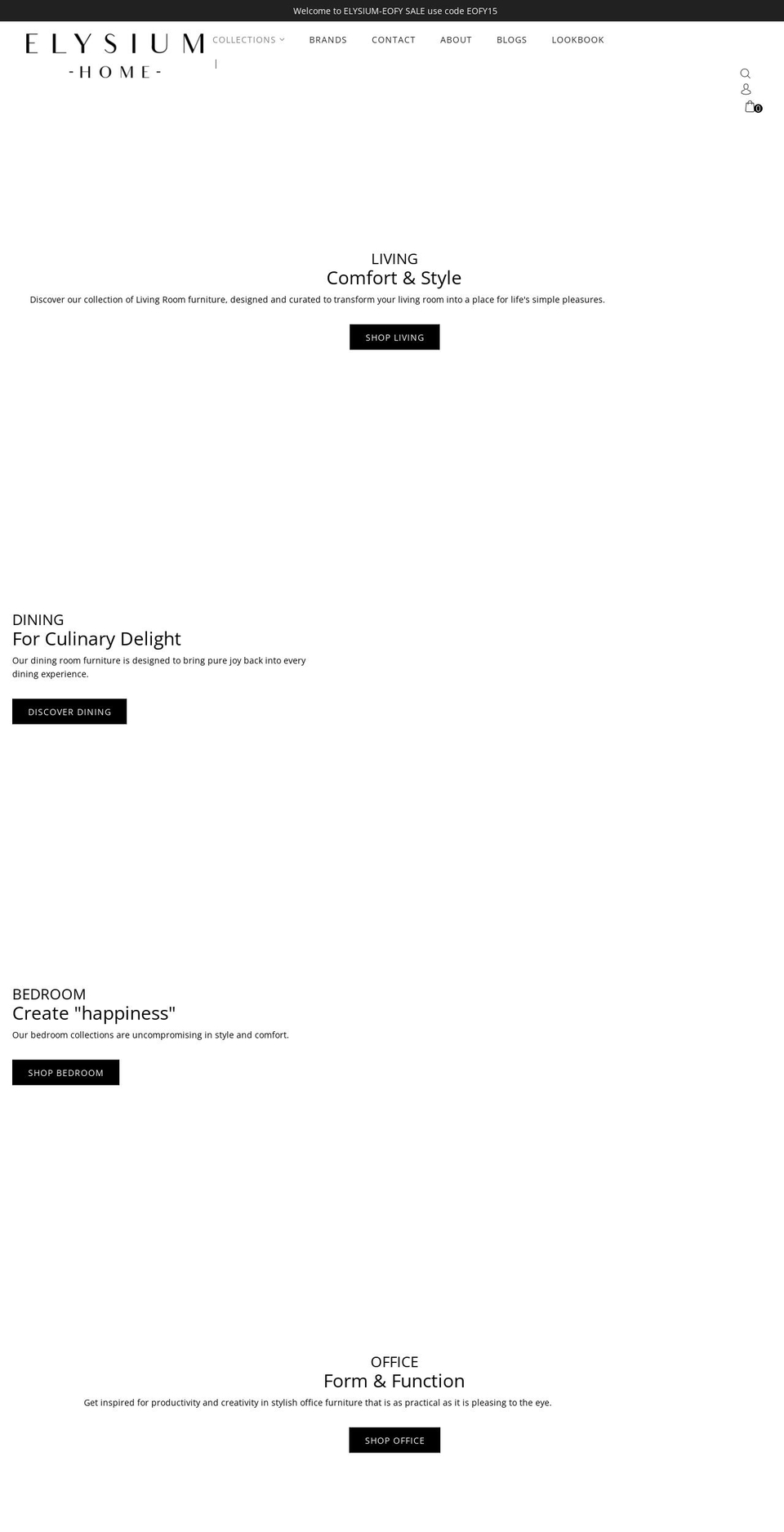 elysiumhome.com.au shopify website screenshot