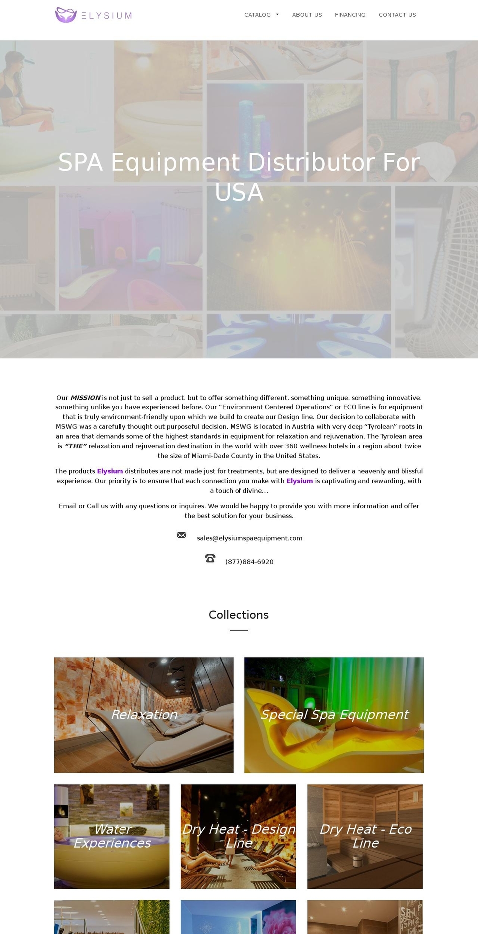 elysiumspa.com shopify website screenshot