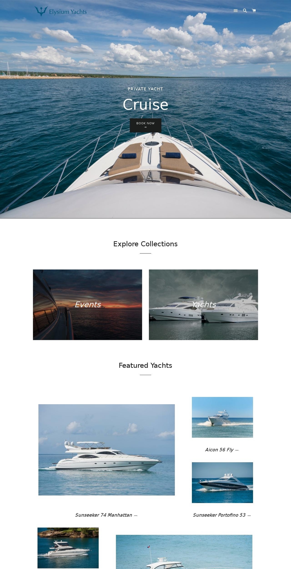 elysiumyachts.com shopify website screenshot