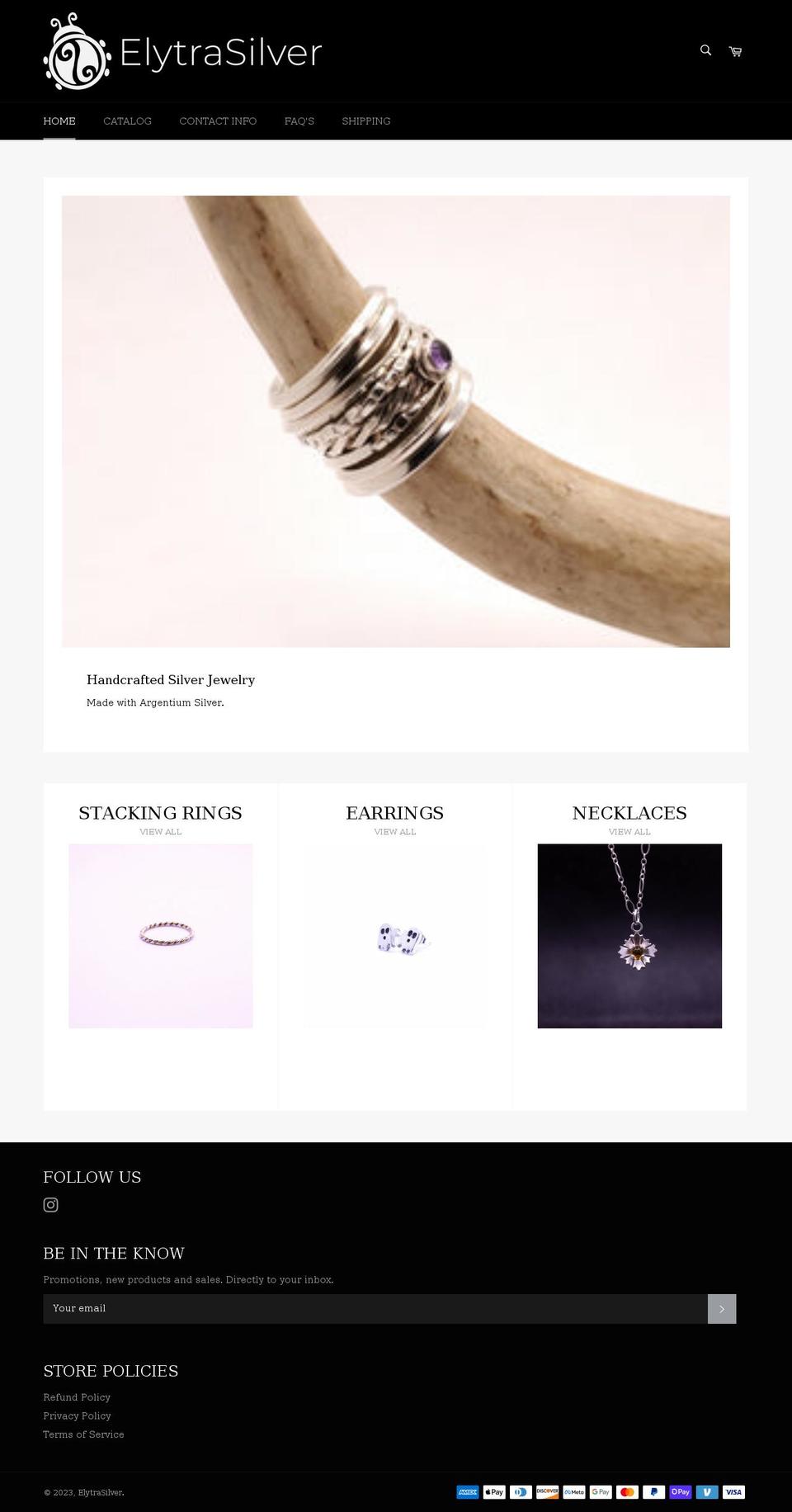 elytrasilver.com shopify website screenshot