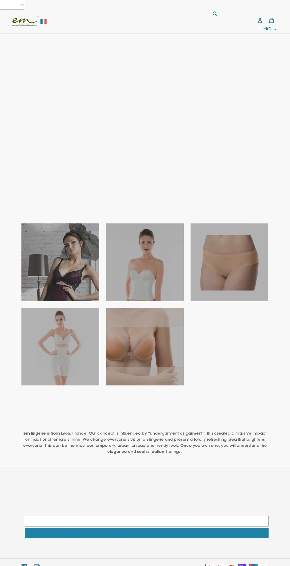 em-lingerie.com shopify website screenshot