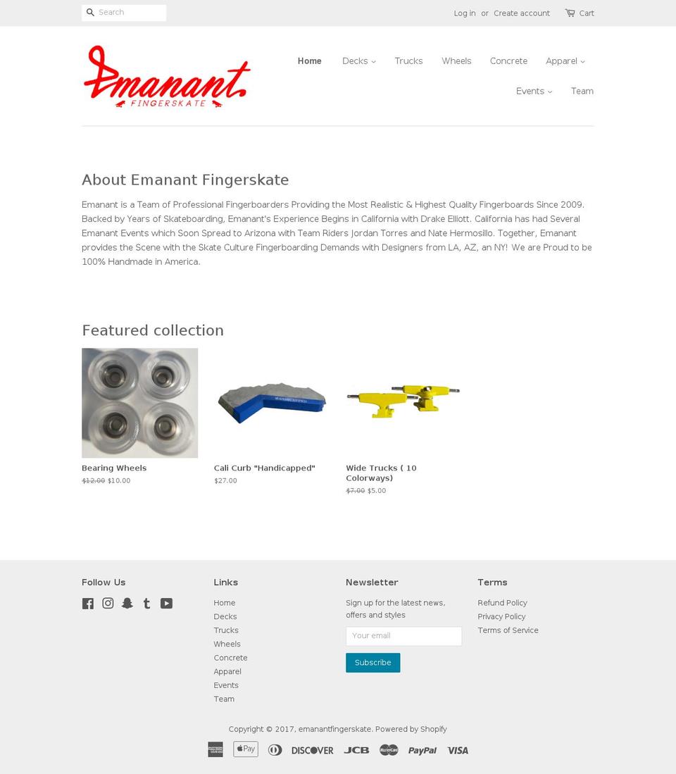 emanantfingerskate.com shopify website screenshot