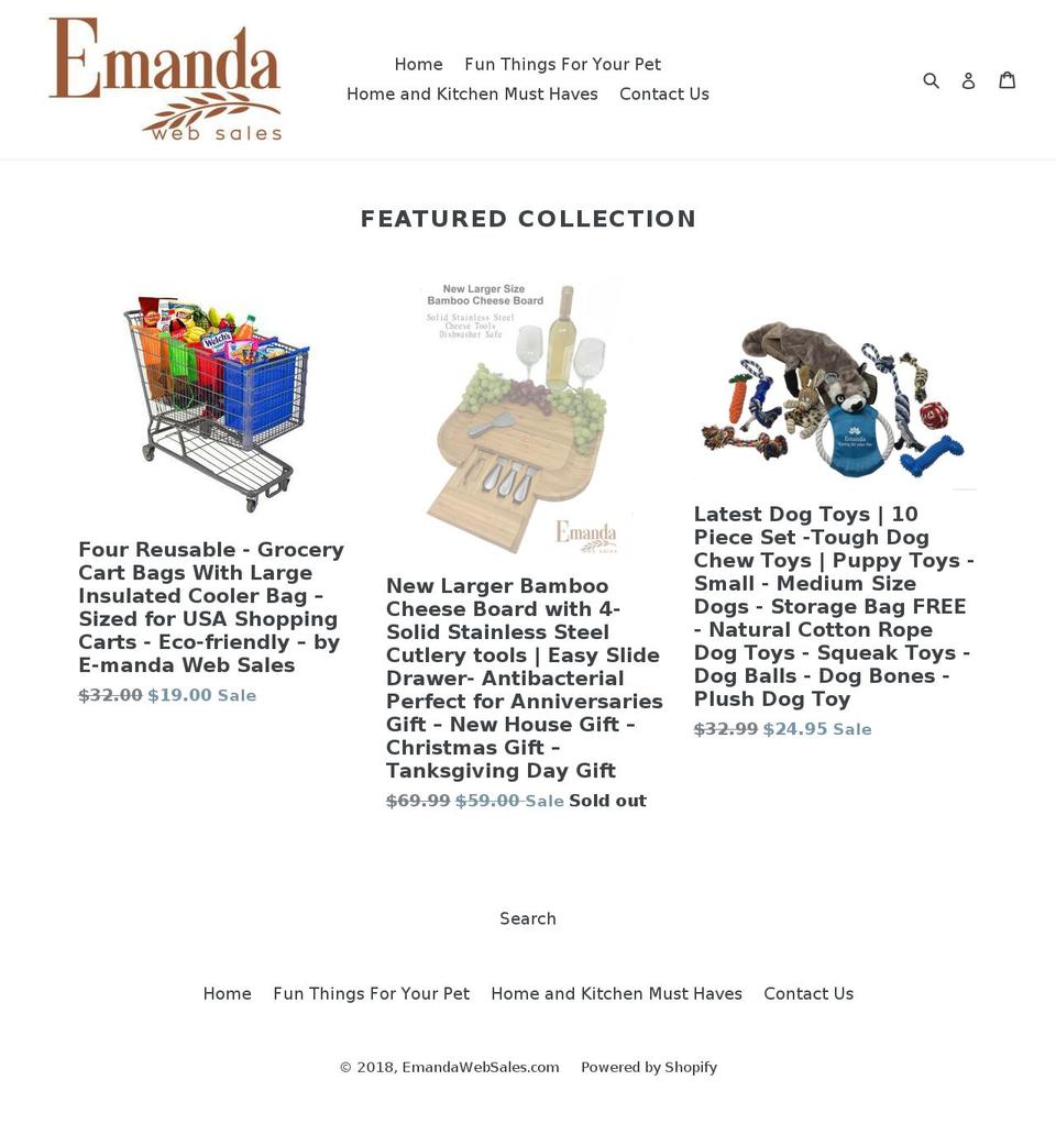 emandawebsales.com shopify website screenshot
