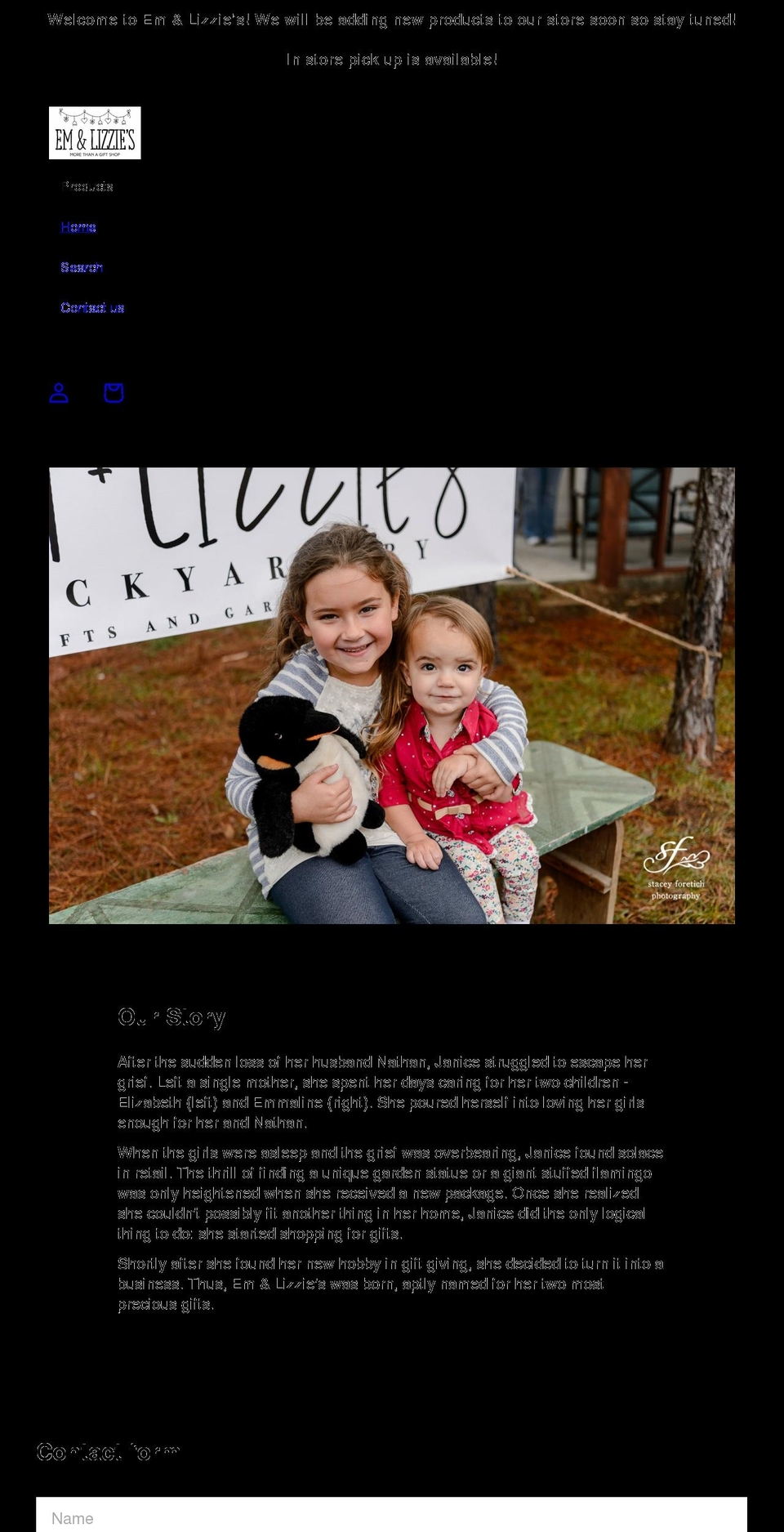 emandlizzies.com shopify website screenshot