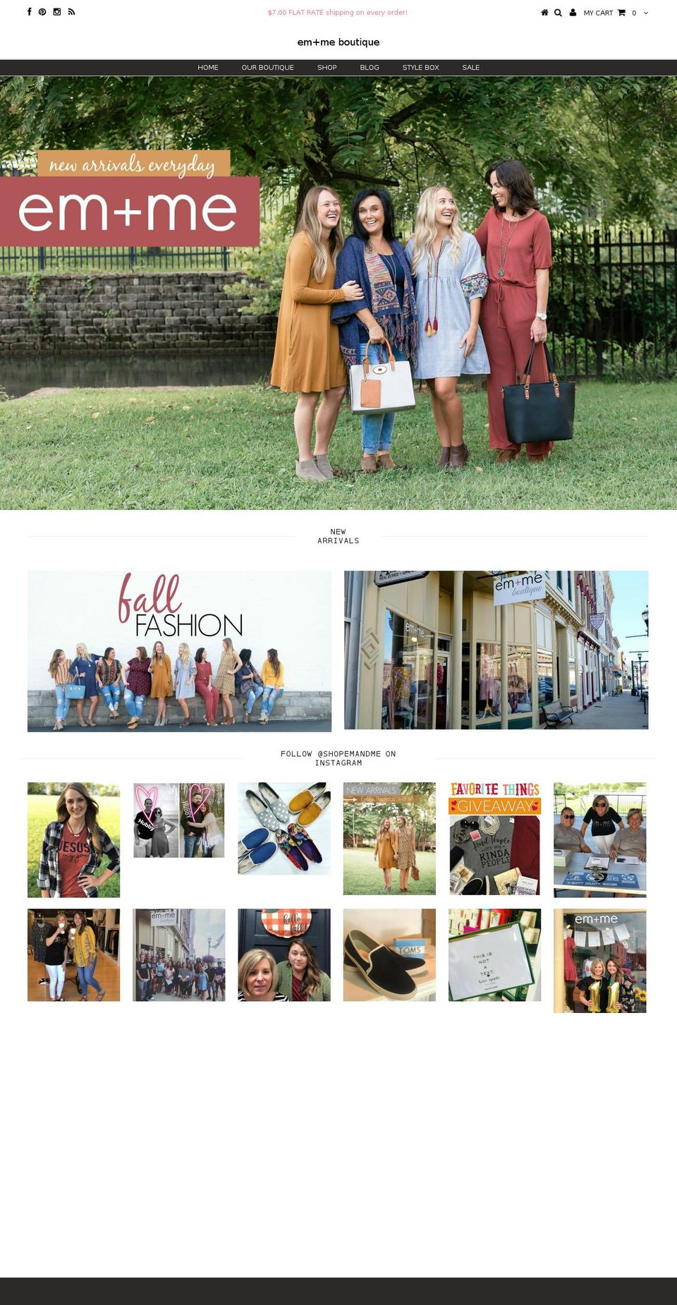 emandmeboutique.com — Shopify storefront screenshot