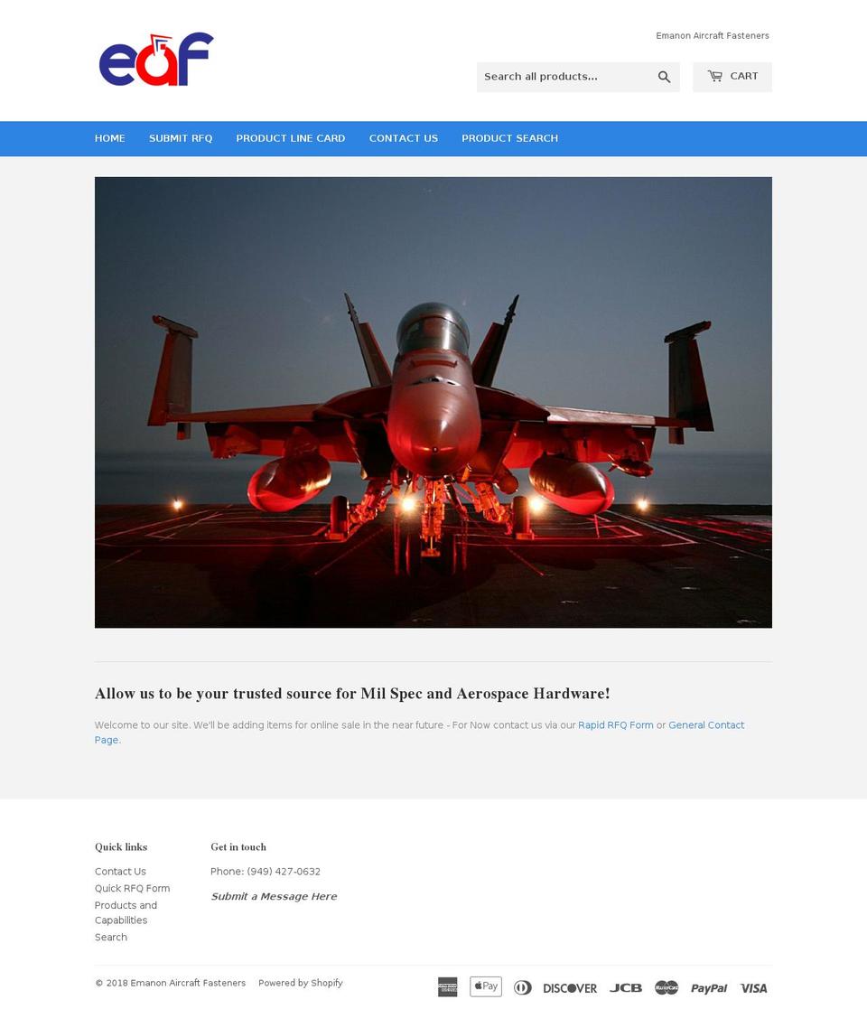 emanonaircraft.com shopify website screenshot