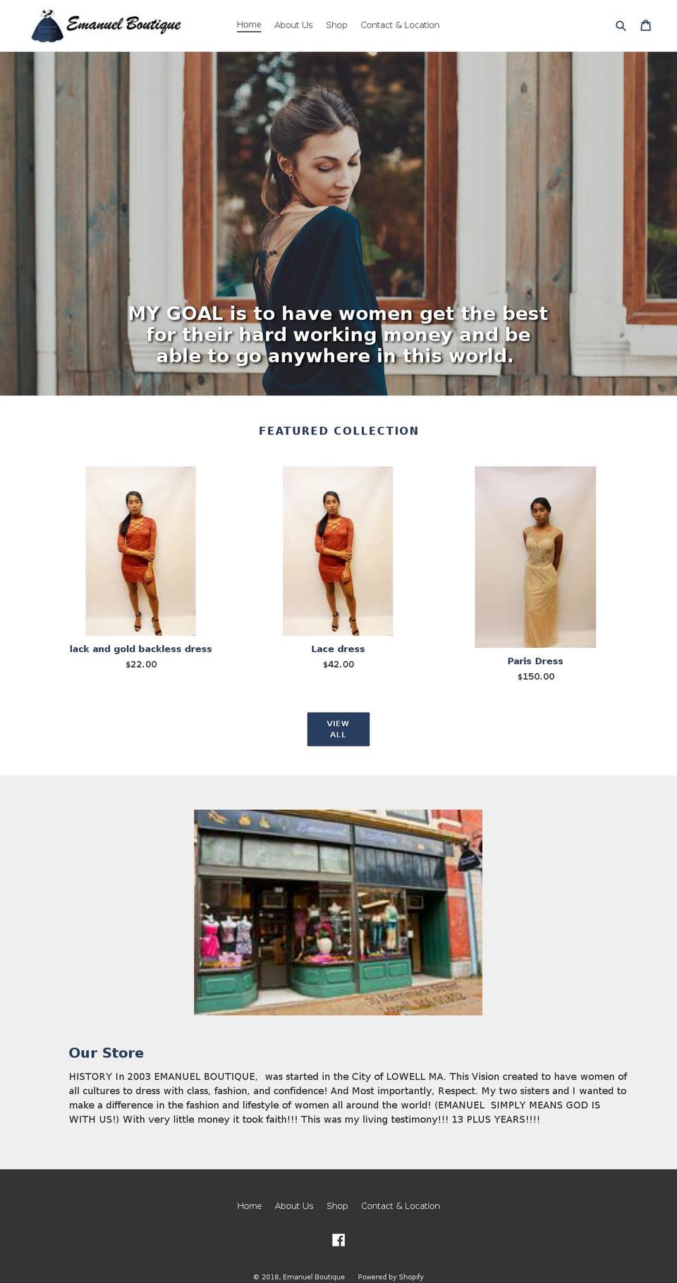 emanuelboutique.net shopify website screenshot