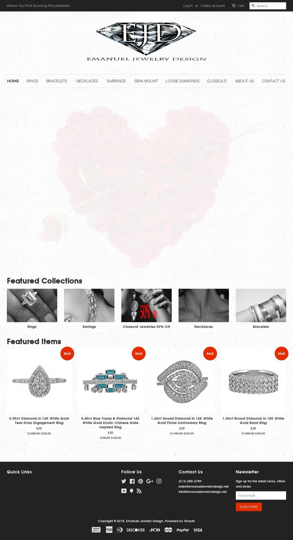 emanueljewelrydesign.net shopify website screenshot