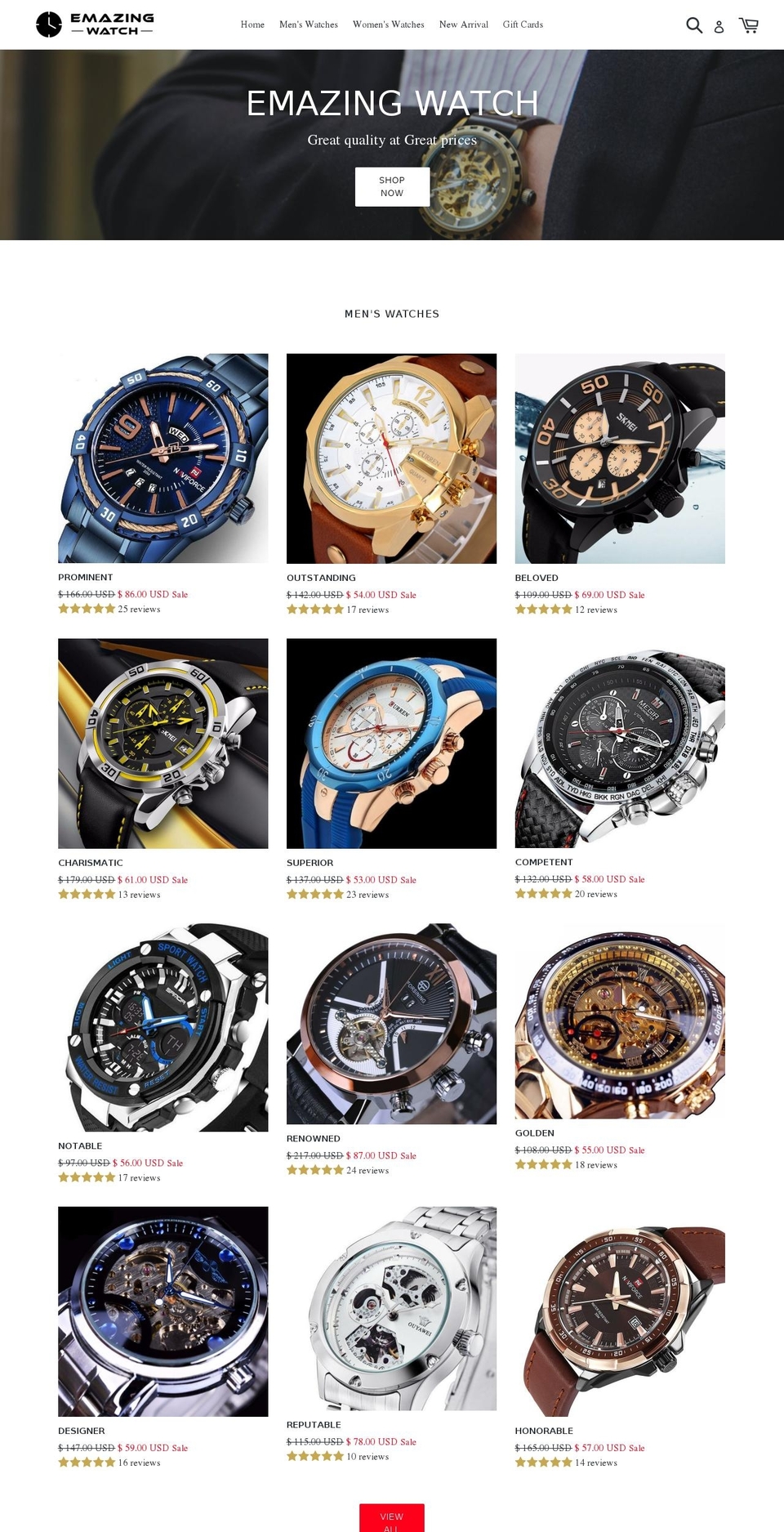 WATCH Shopify theme site example emazingwatch.com