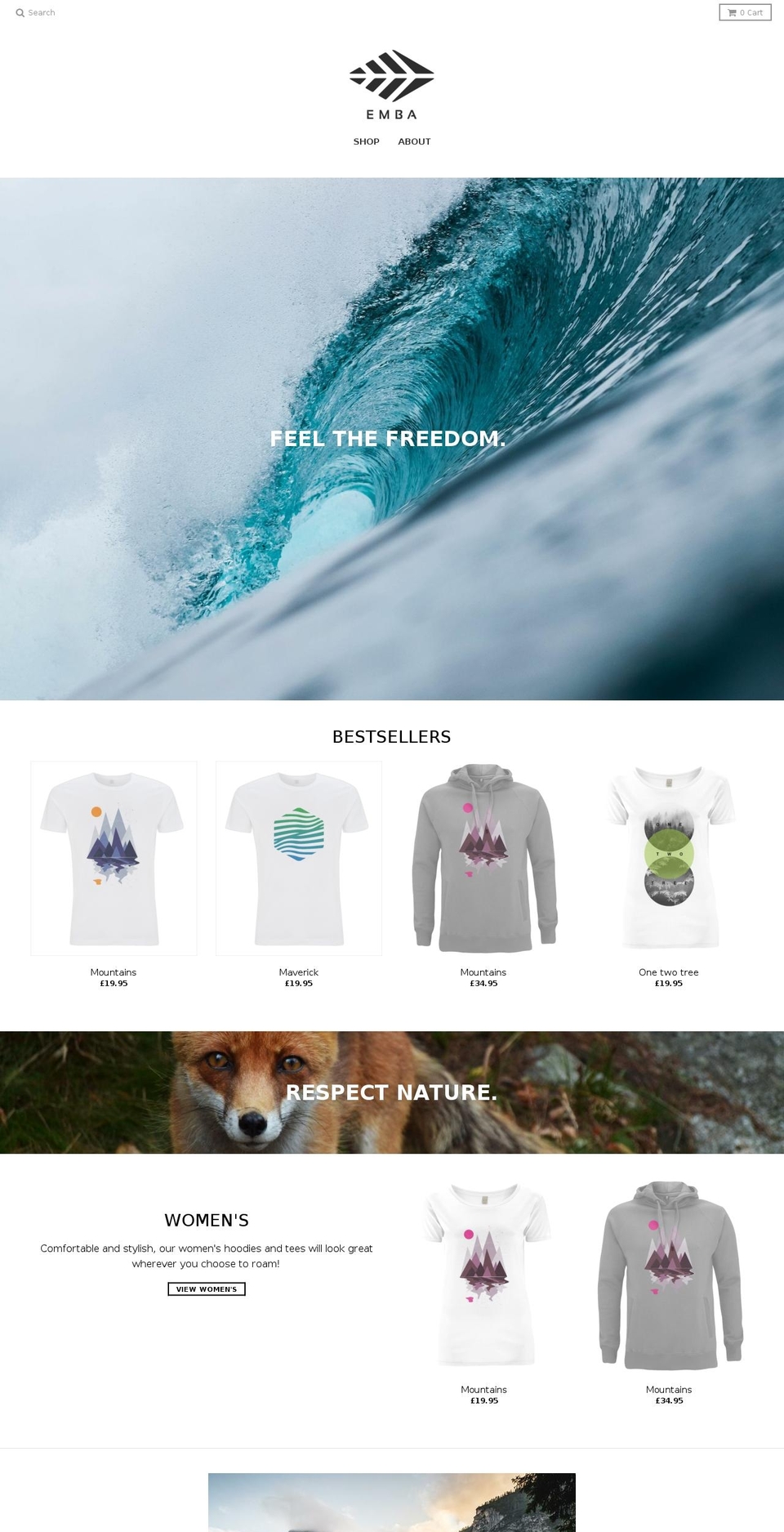 emba.clothing shopify website screenshot