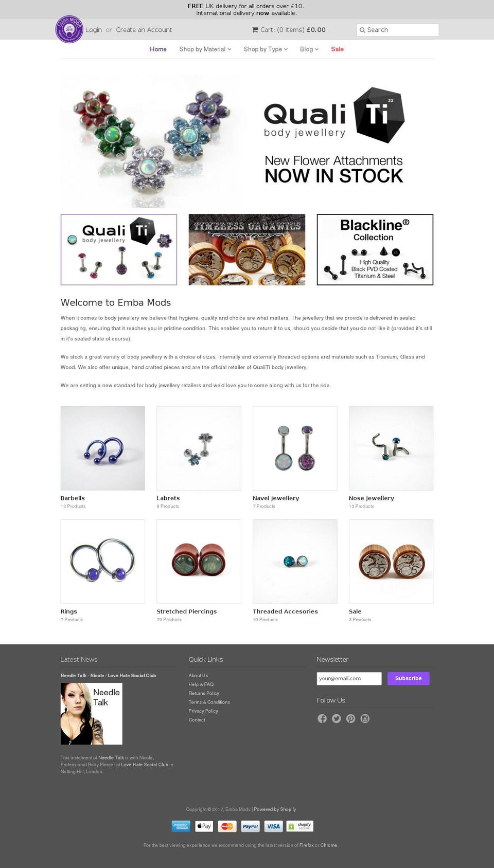 embamods.com shopify website screenshot