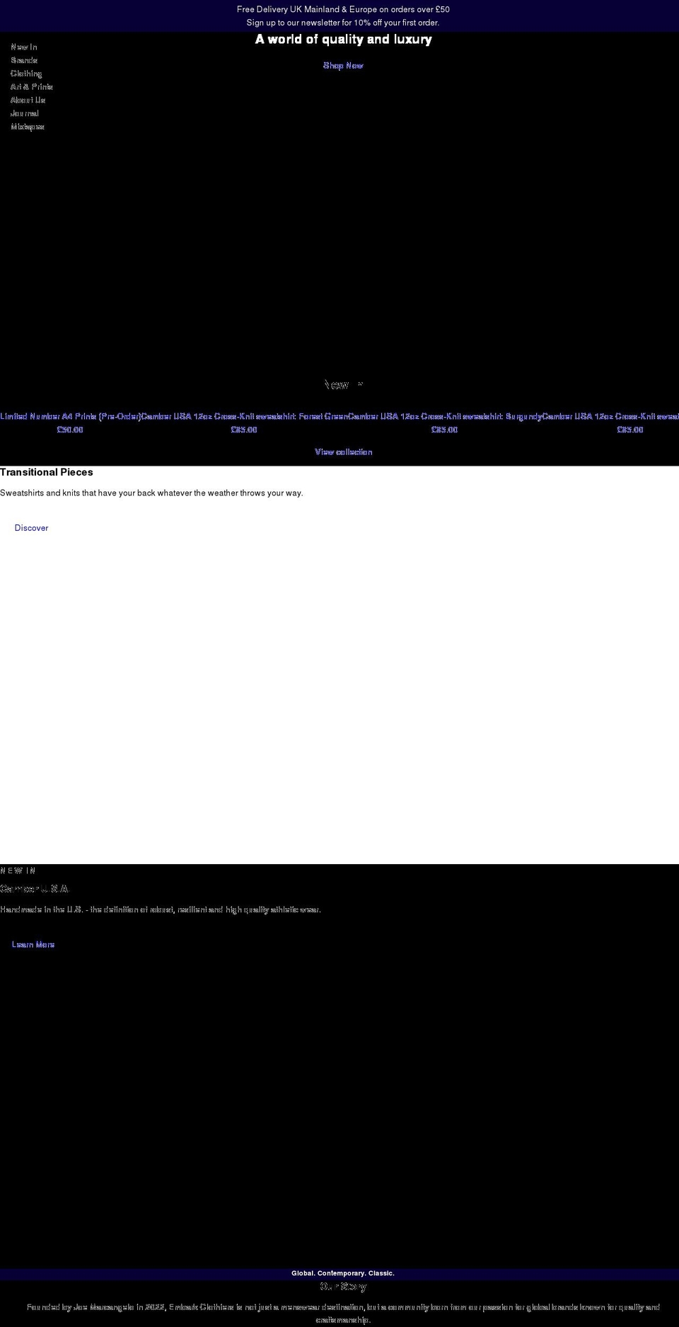 embarkclothiers.com shopify website screenshot