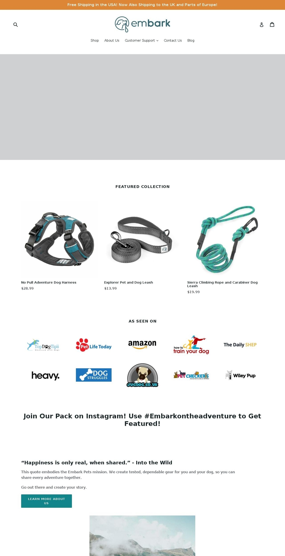 embarkpets.com — Shopify storefront screenshot