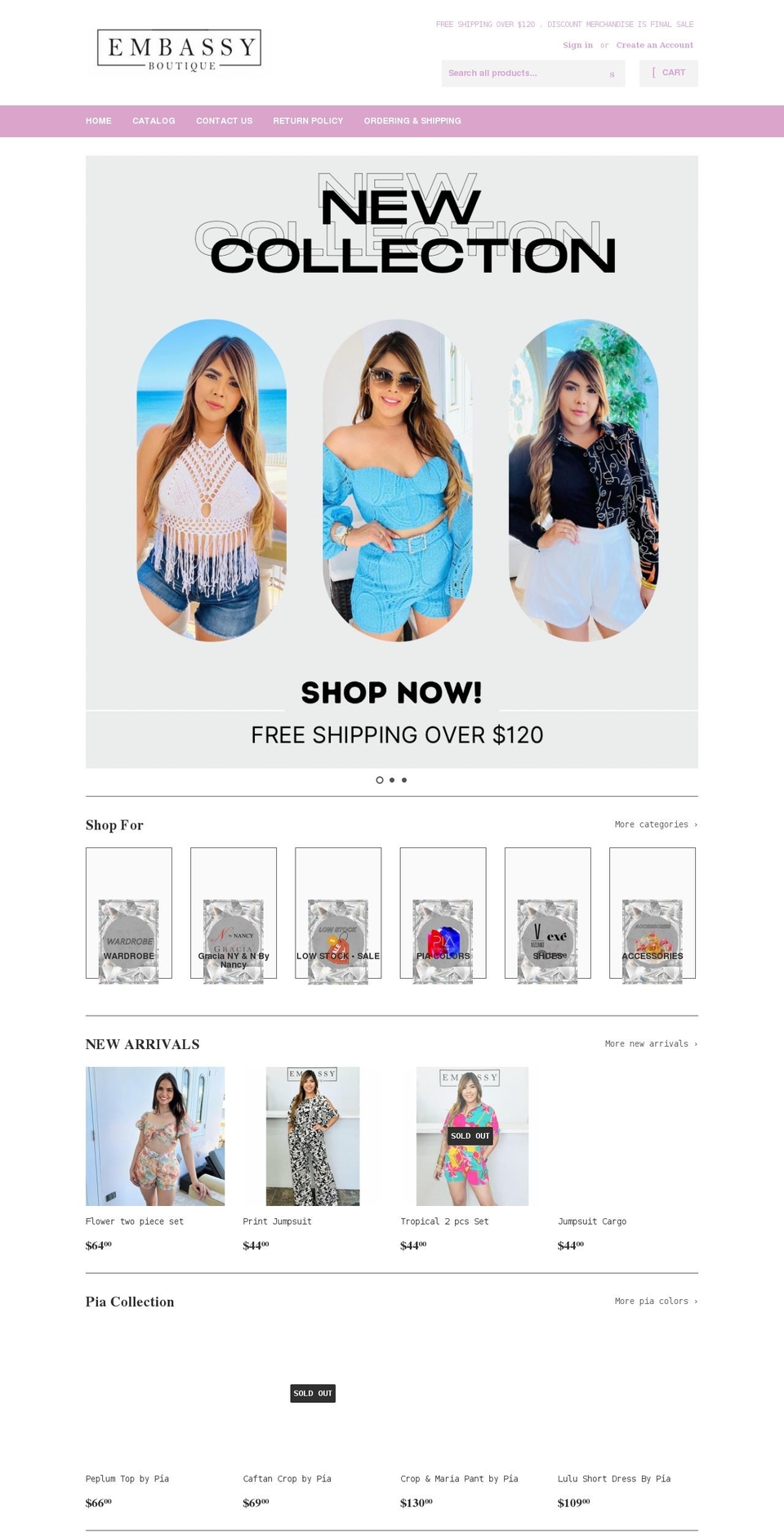 embassyboutique.com shopify website screenshot