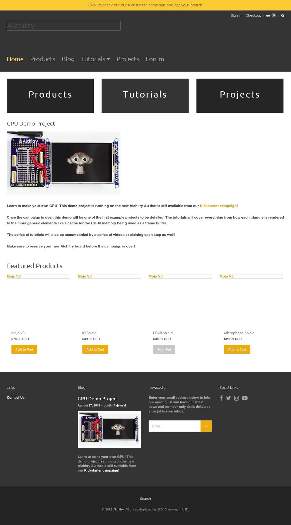 embeddedmicro.us shopify website screenshot