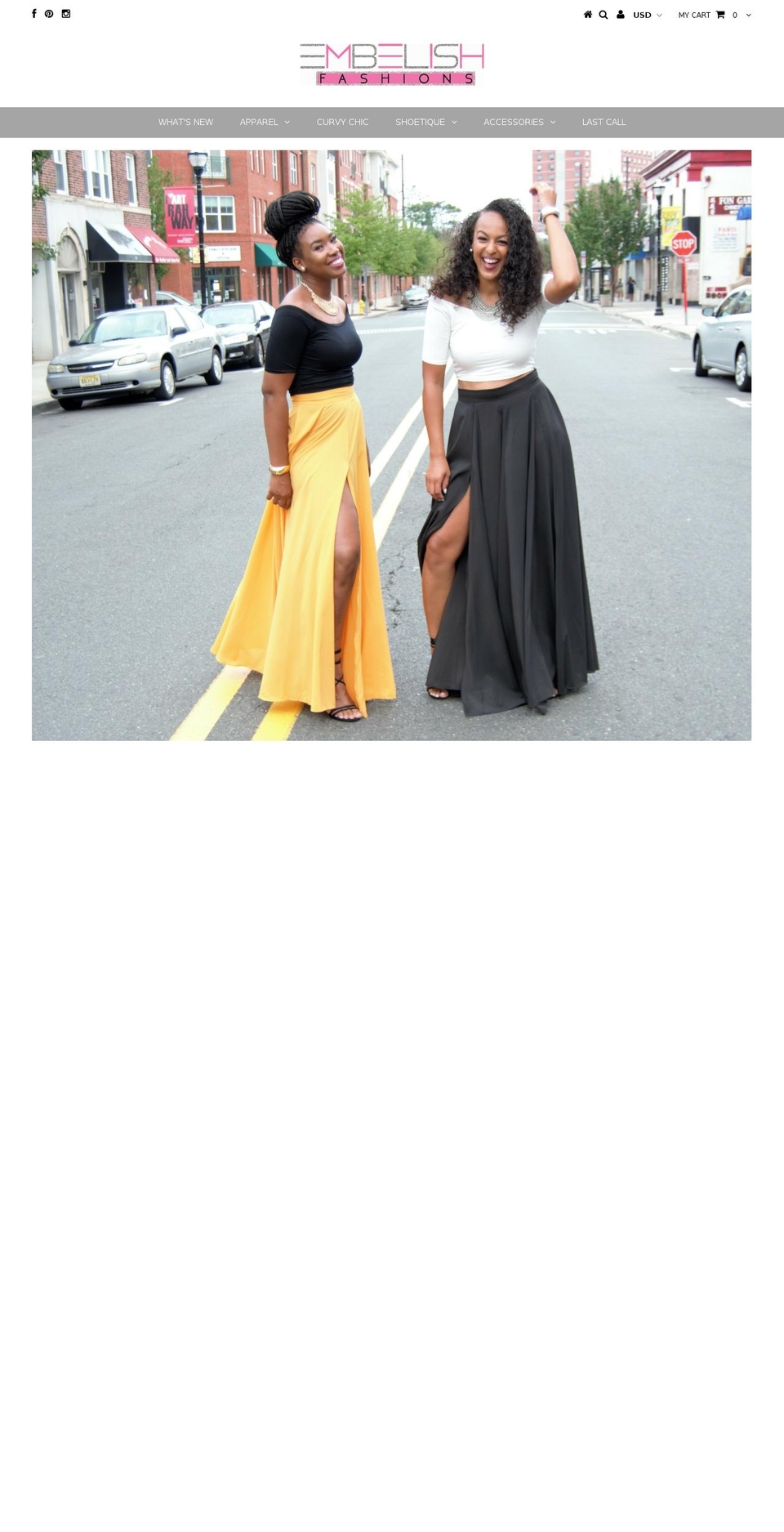 embelishfashions.com shopify website screenshot