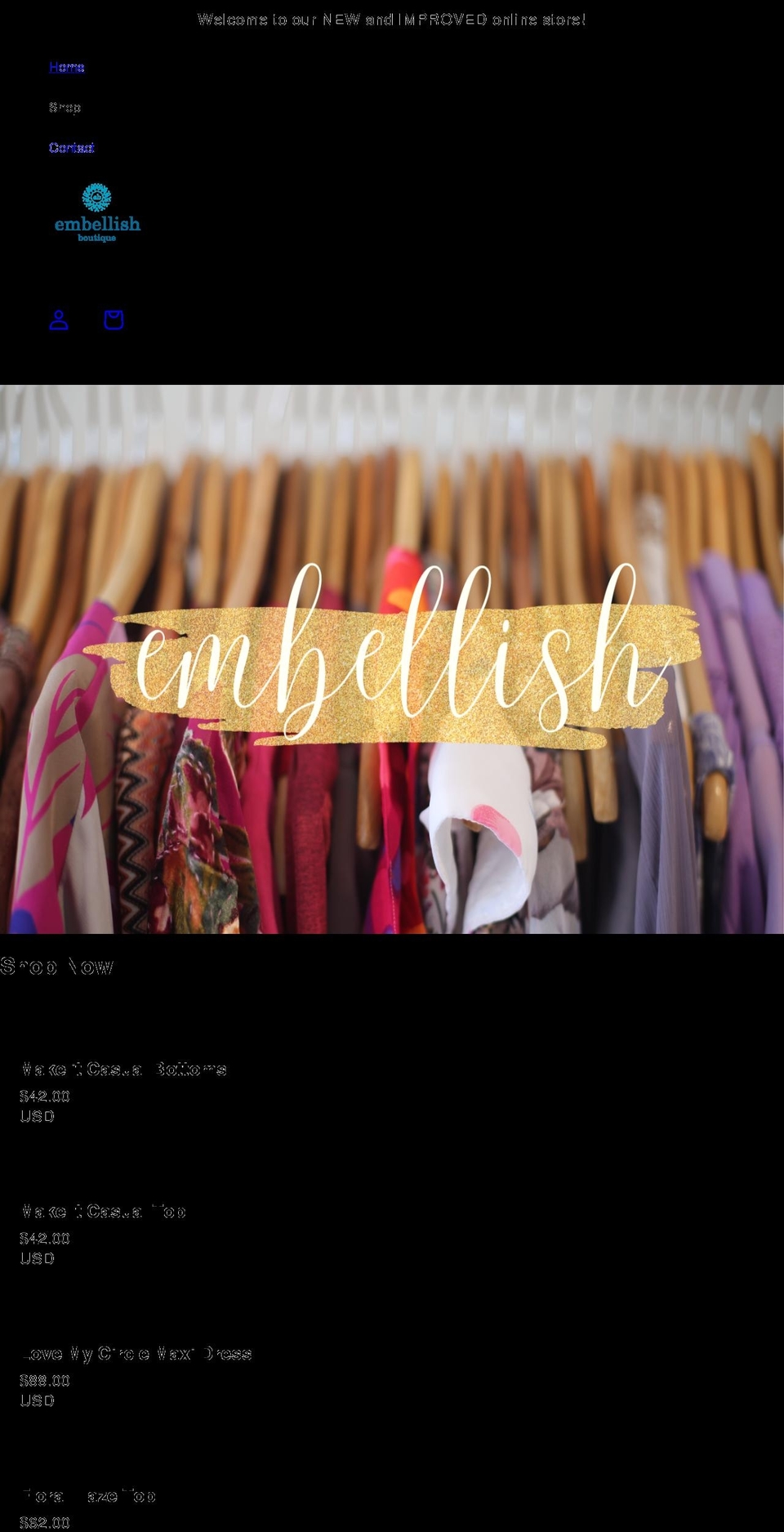 embellishboutique.com shopify website screenshot