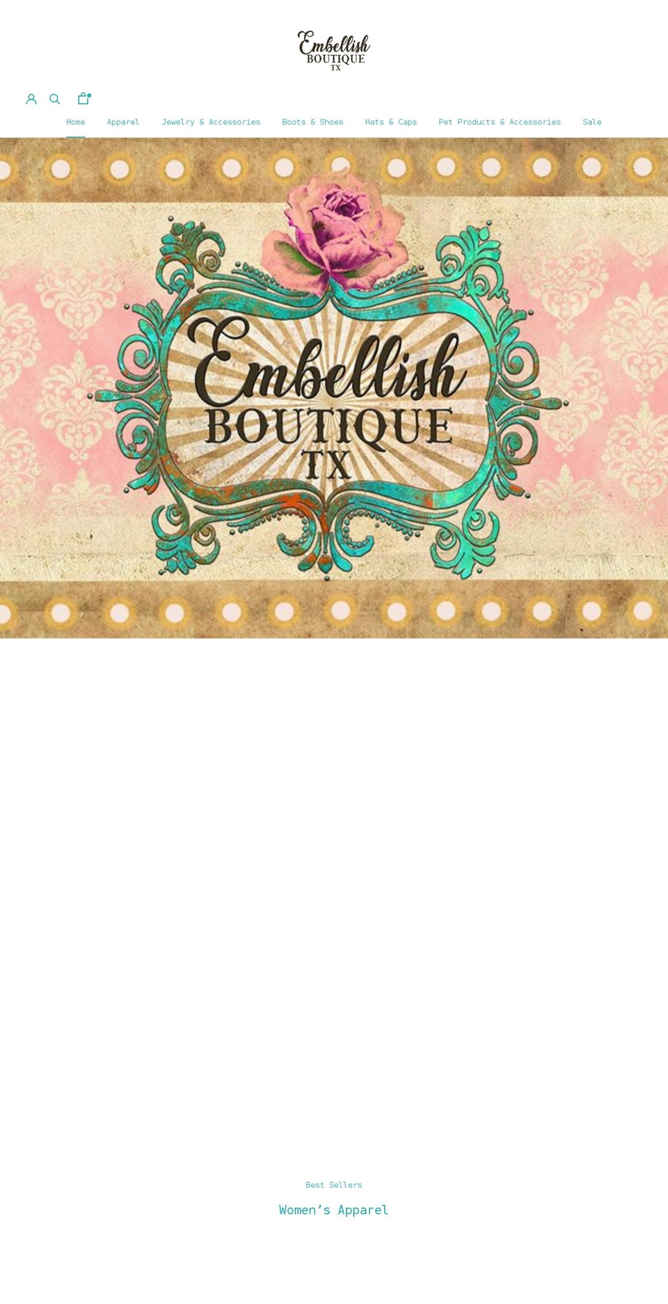 embellishboutiquetx.com shopify website screenshot