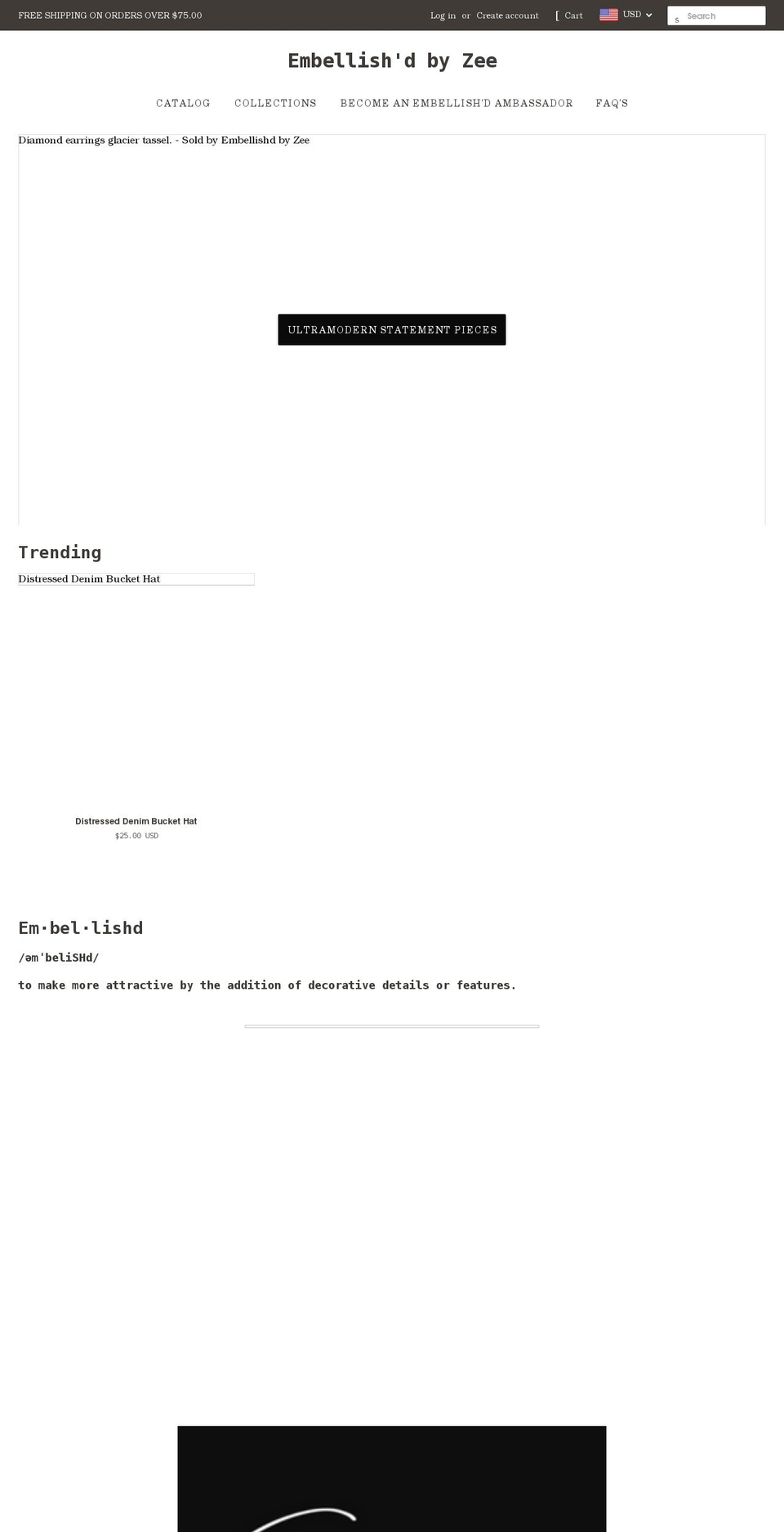 embellishdbyzee.com shopify website screenshot