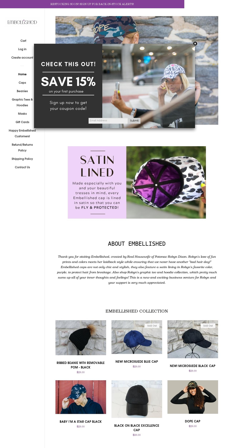 embellished.shop shopify website screenshot