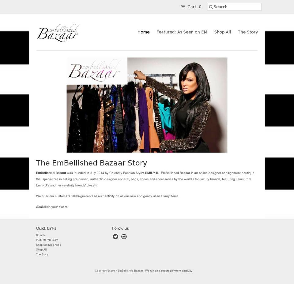 embellishedbazaar.com shopify website screenshot