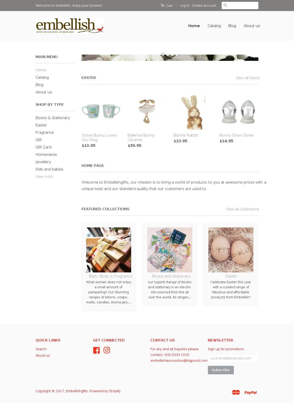 embellishgifts.com.au shopify website screenshot