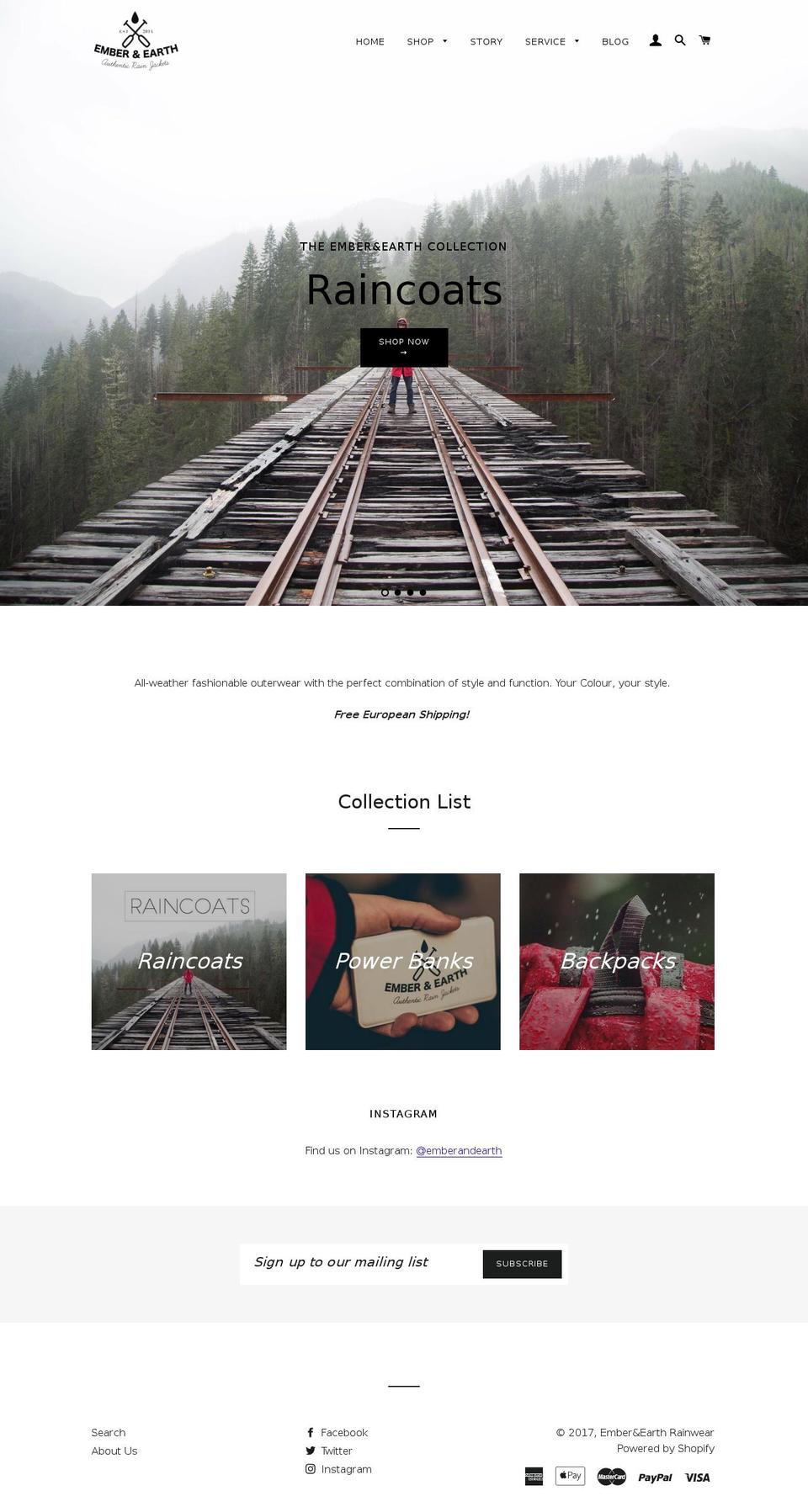 emberandearth.com shopify website screenshot