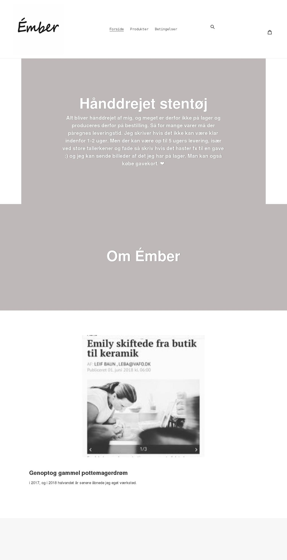 emberkeramik.com shopify website screenshot