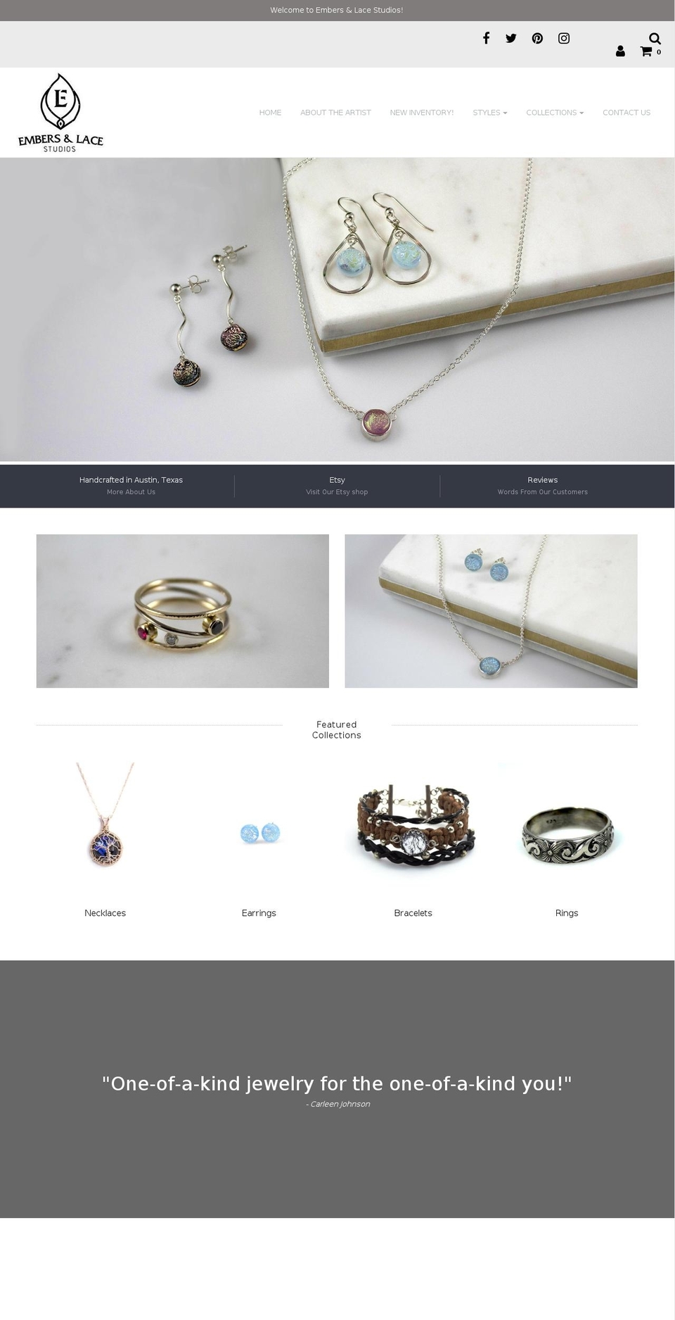 Embers \u0026 Lace Studios Shopify theme site example embersandlacestudios.com