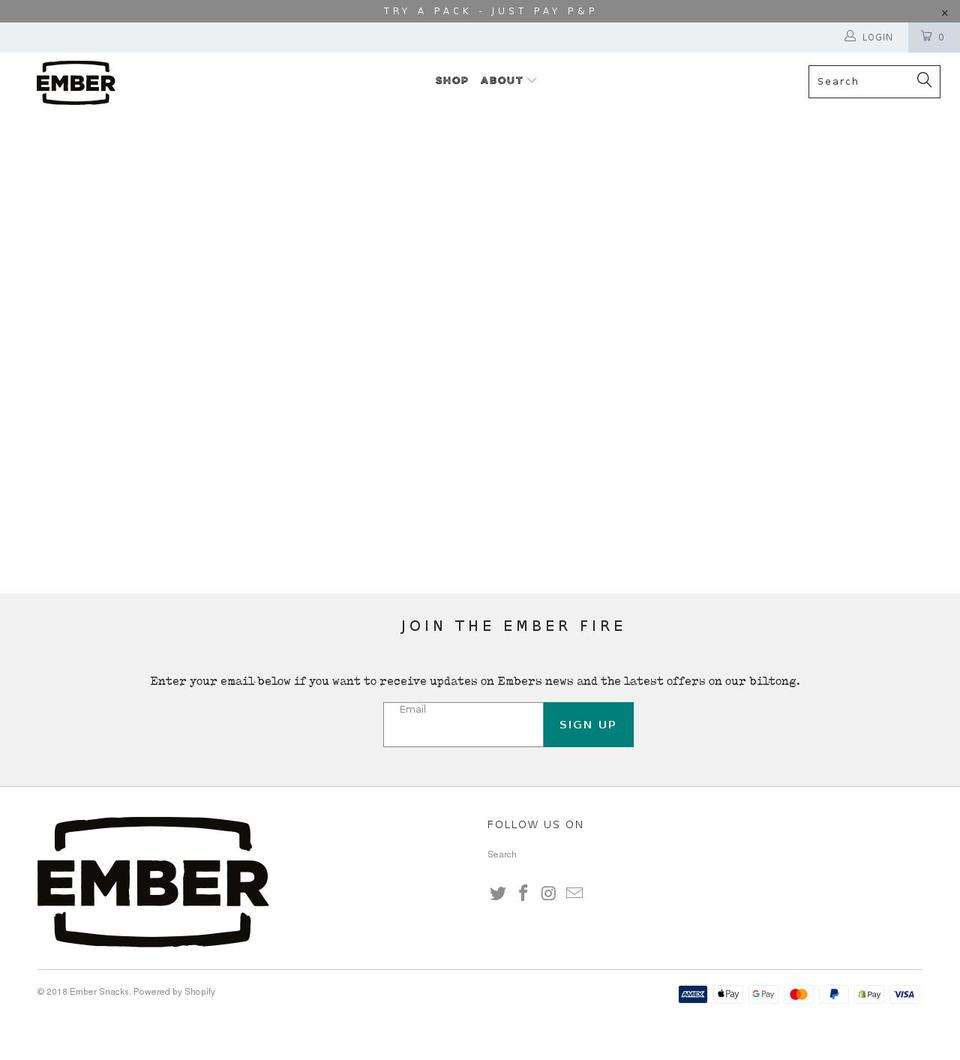 embersnacks.com shopify website screenshot