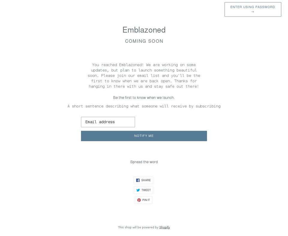 emblazonedlifestyle.com shopify website screenshot