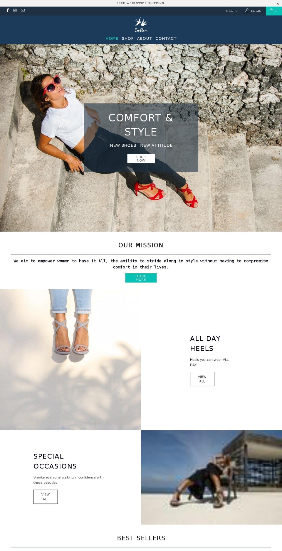 emblemshoes.com — Shopify storefront screenshot