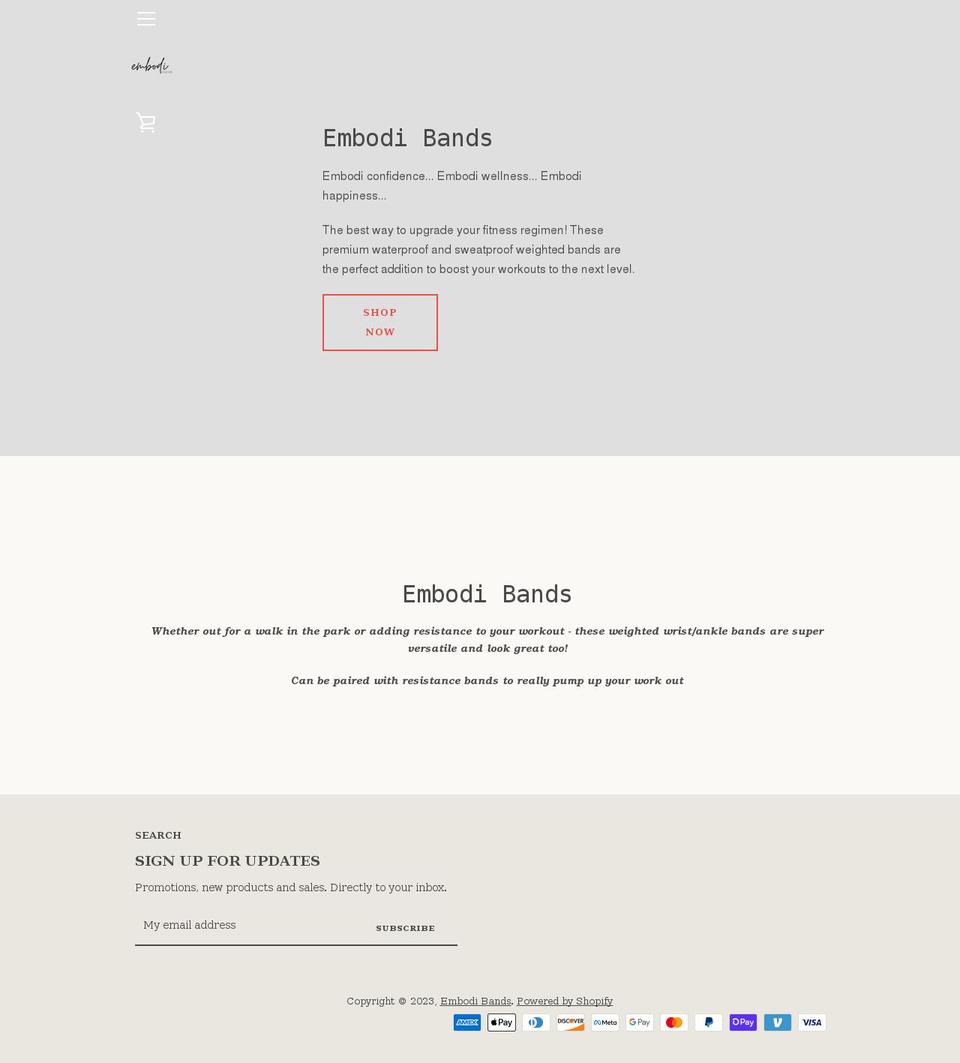 embodibands.com shopify website screenshot