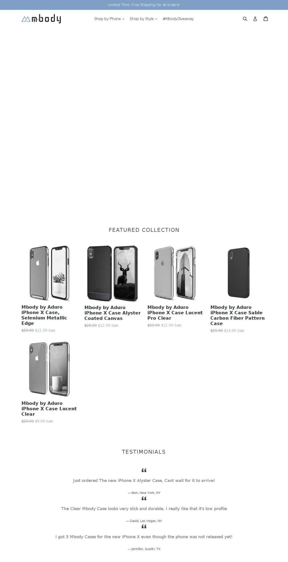 embodycases.com — Shopify storefront screenshot
