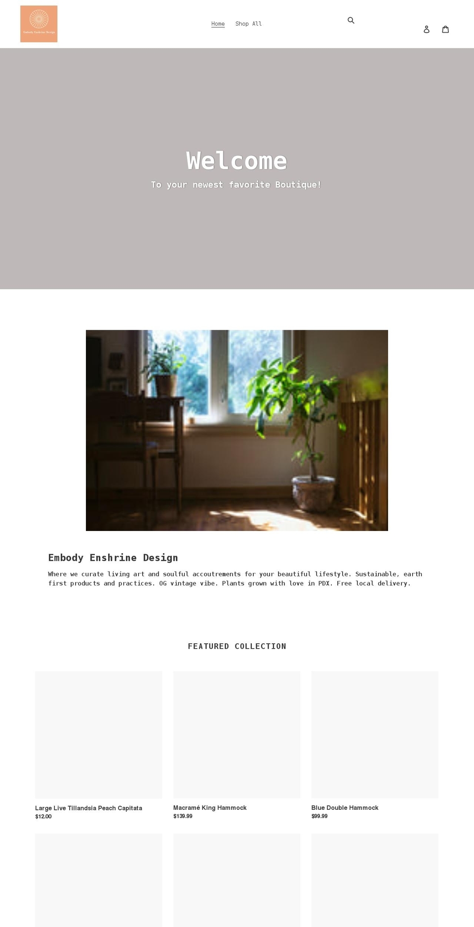 embodyenshrinedesign.com shopify website screenshot